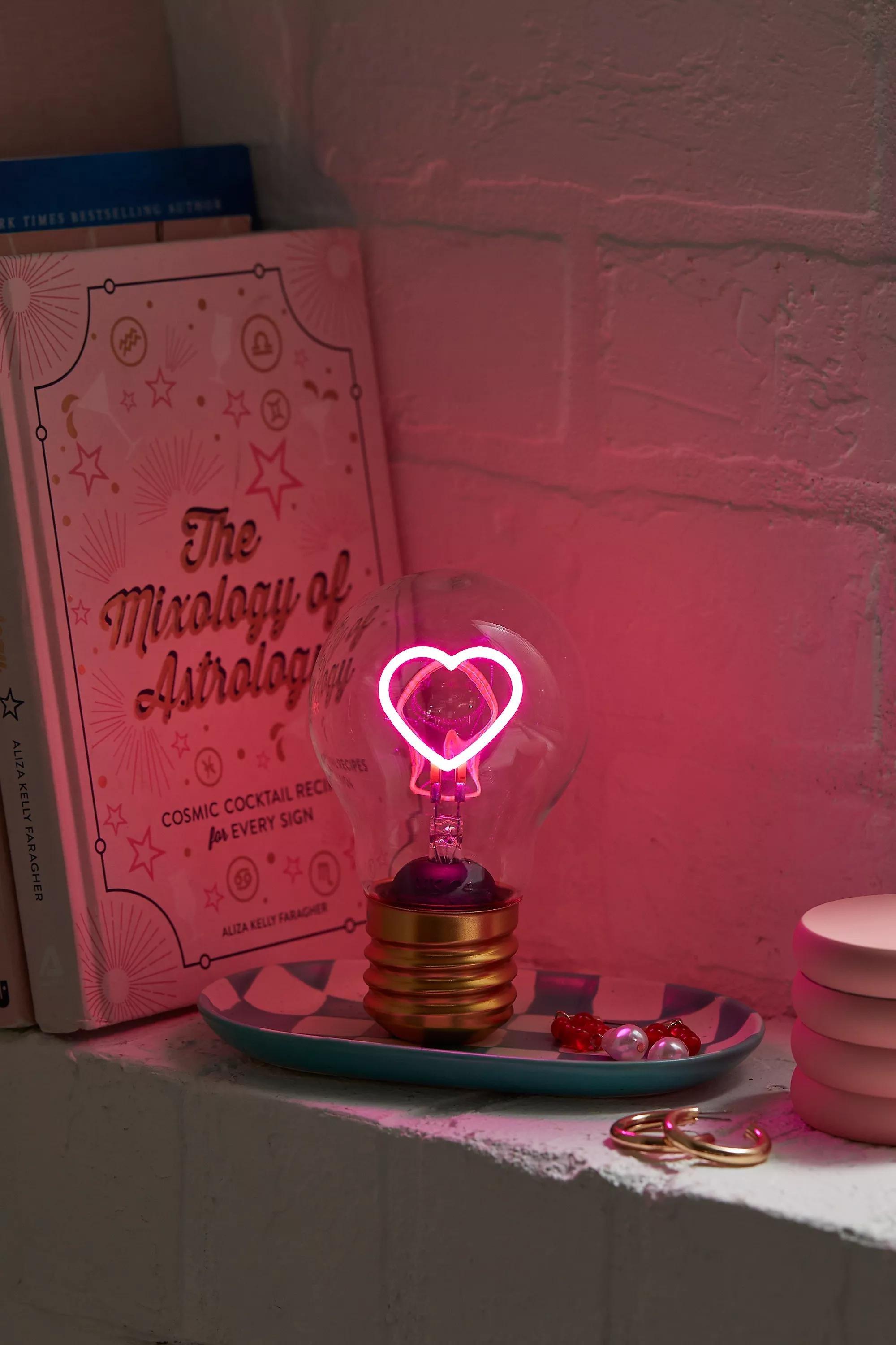 Pink Cordless Led Heart Lightbulb, ASSORT, large image number 0