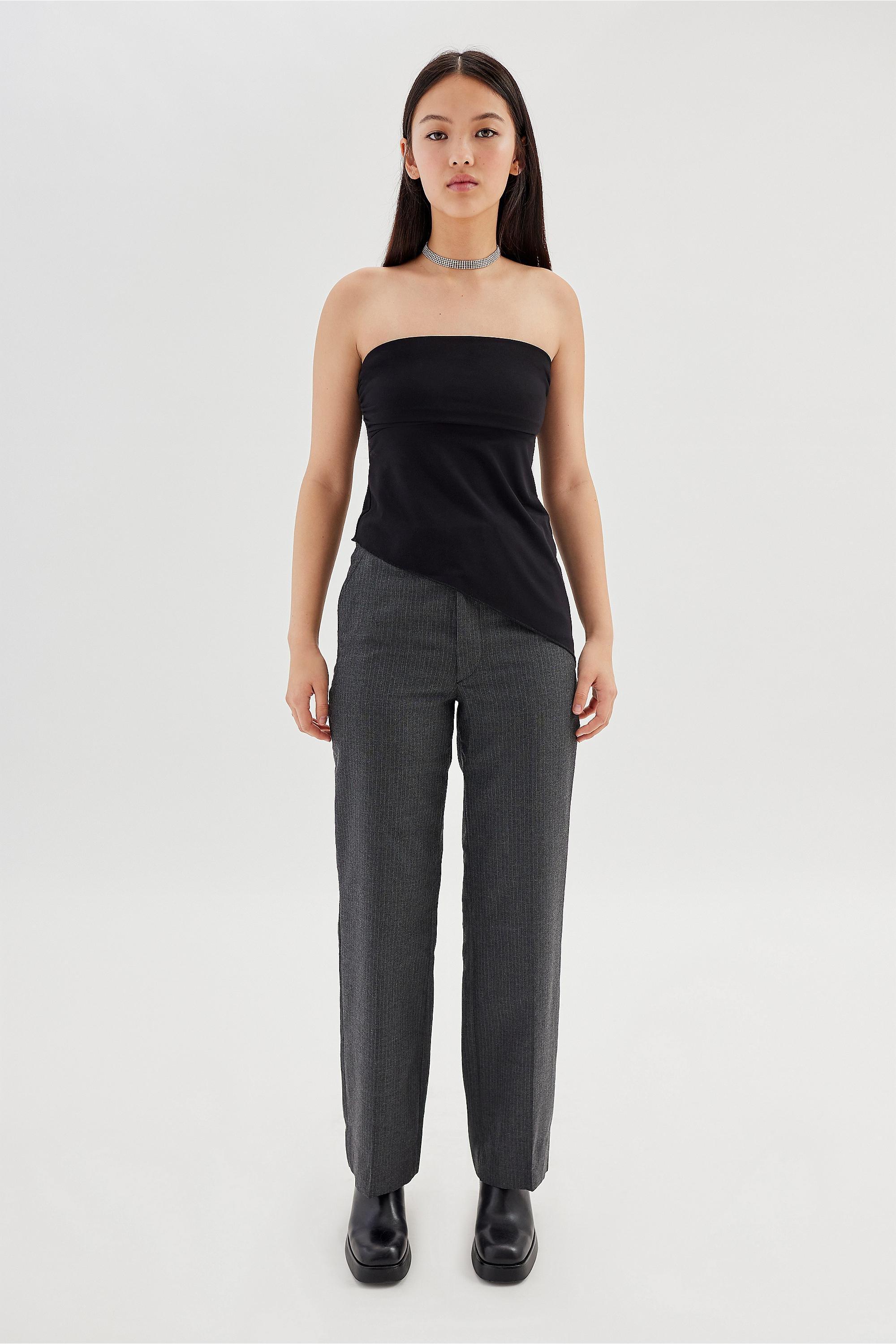 Black Y2K Asymmetrical Tube Top, , large image number 3