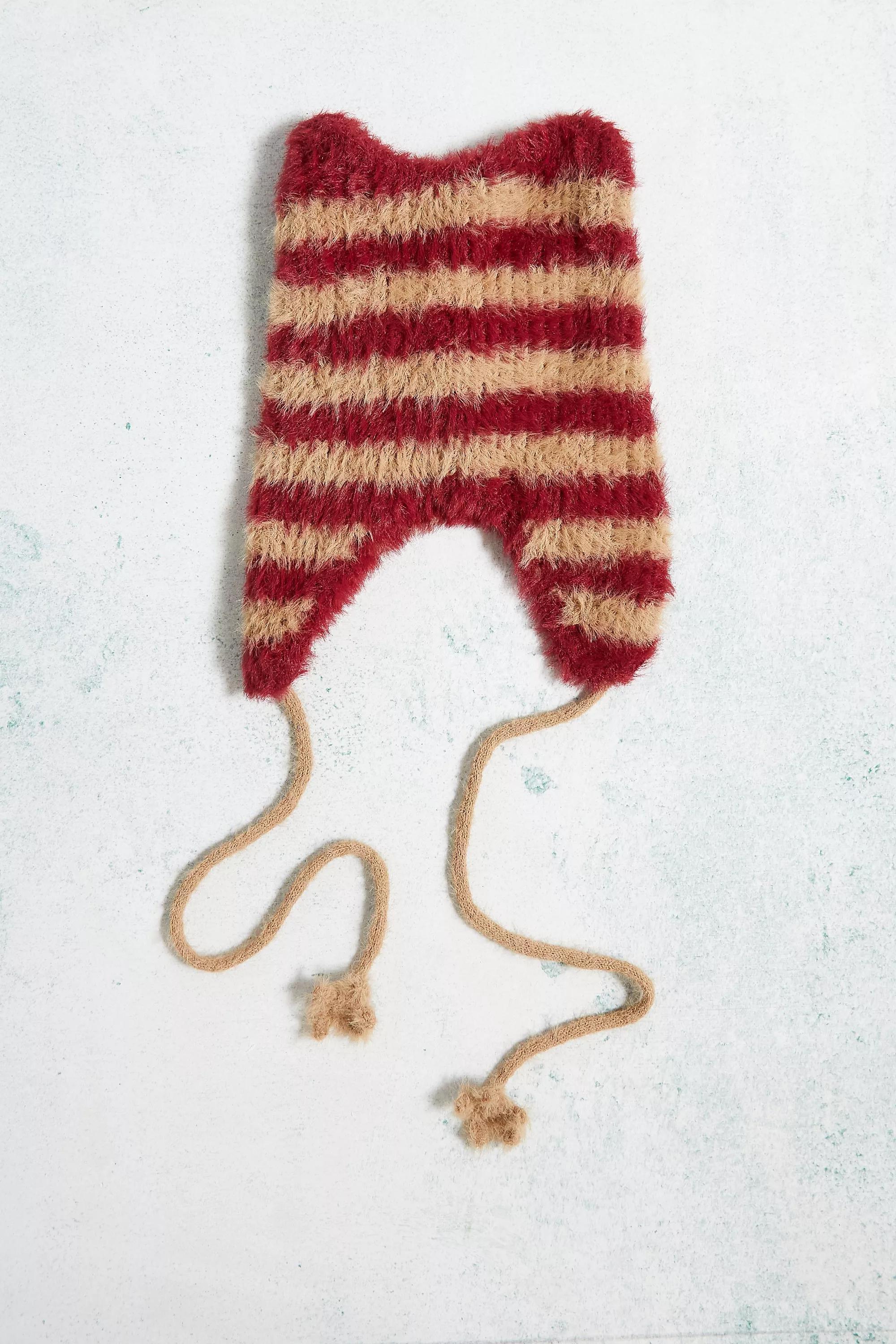 Red Uo Micro Ears Knit Beanie, , large image number 0