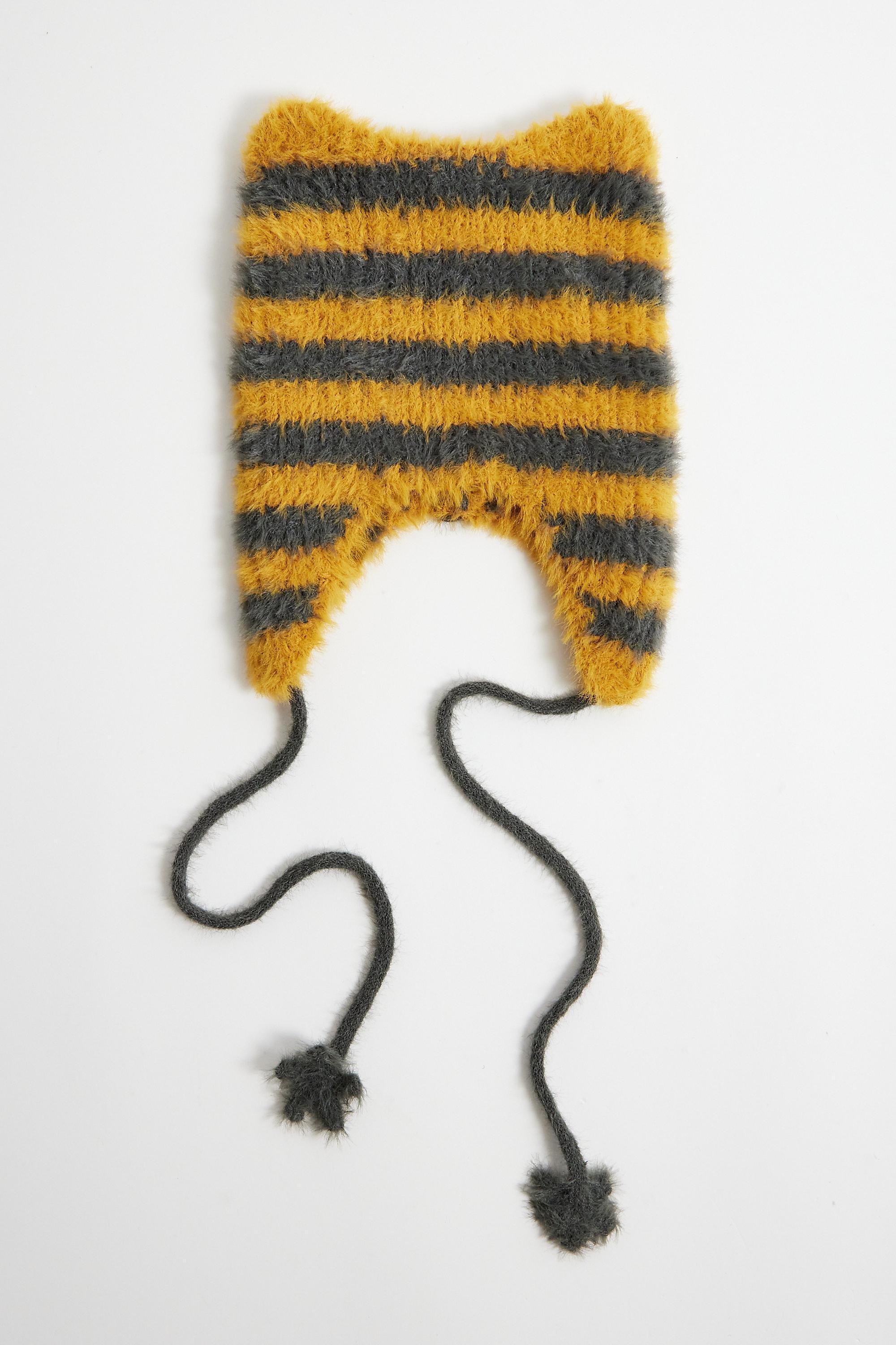 Yellow Micro Ears Knitted Beanie, YEL, large image number 1