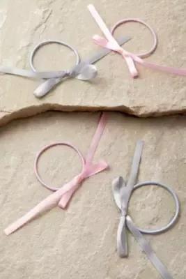 Pink Skinny Satin Bow Hair Bobbles, Set Of 4, , large image number 1