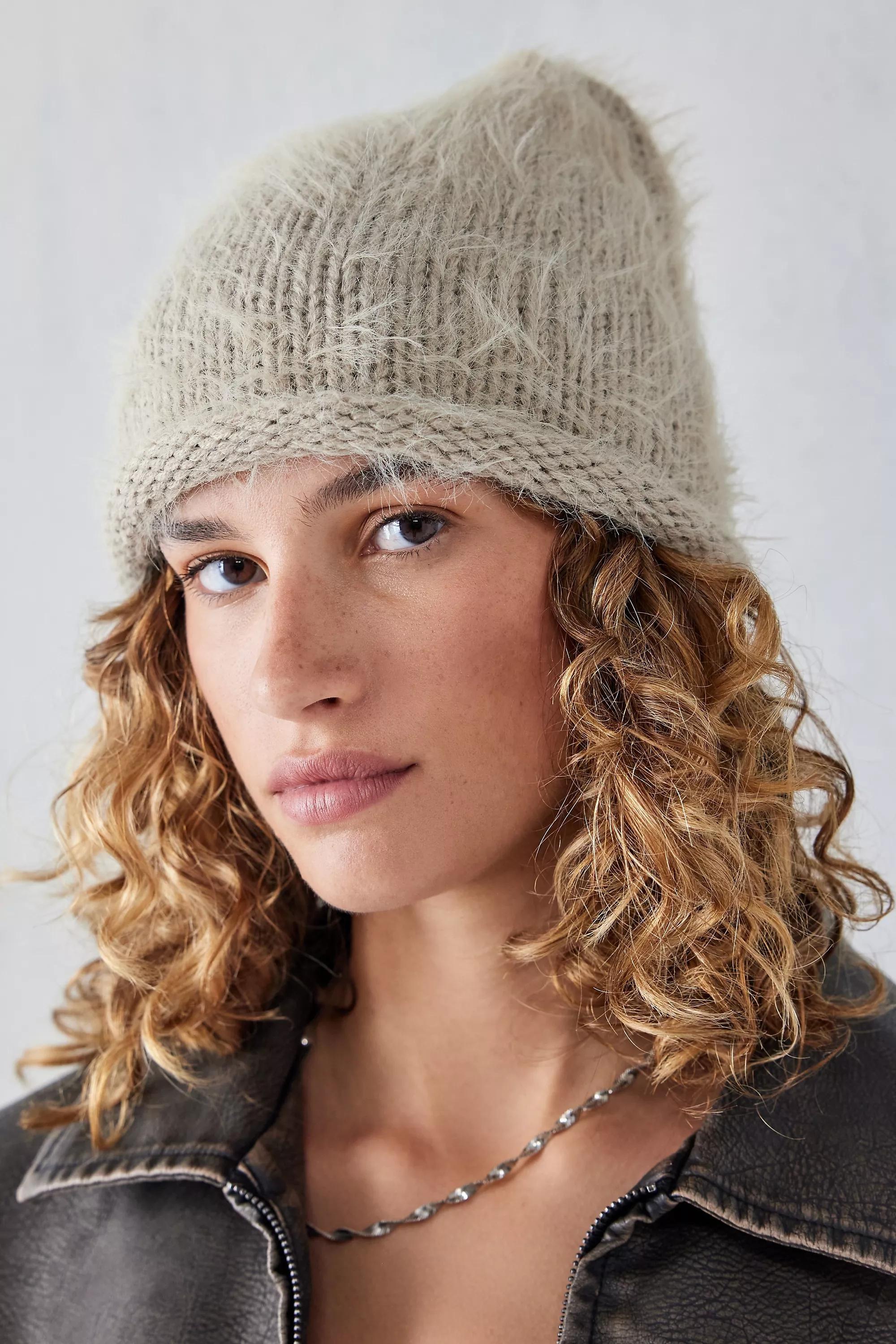 Beige Uo Plain Knit Slouch Beanie, , large image number 0