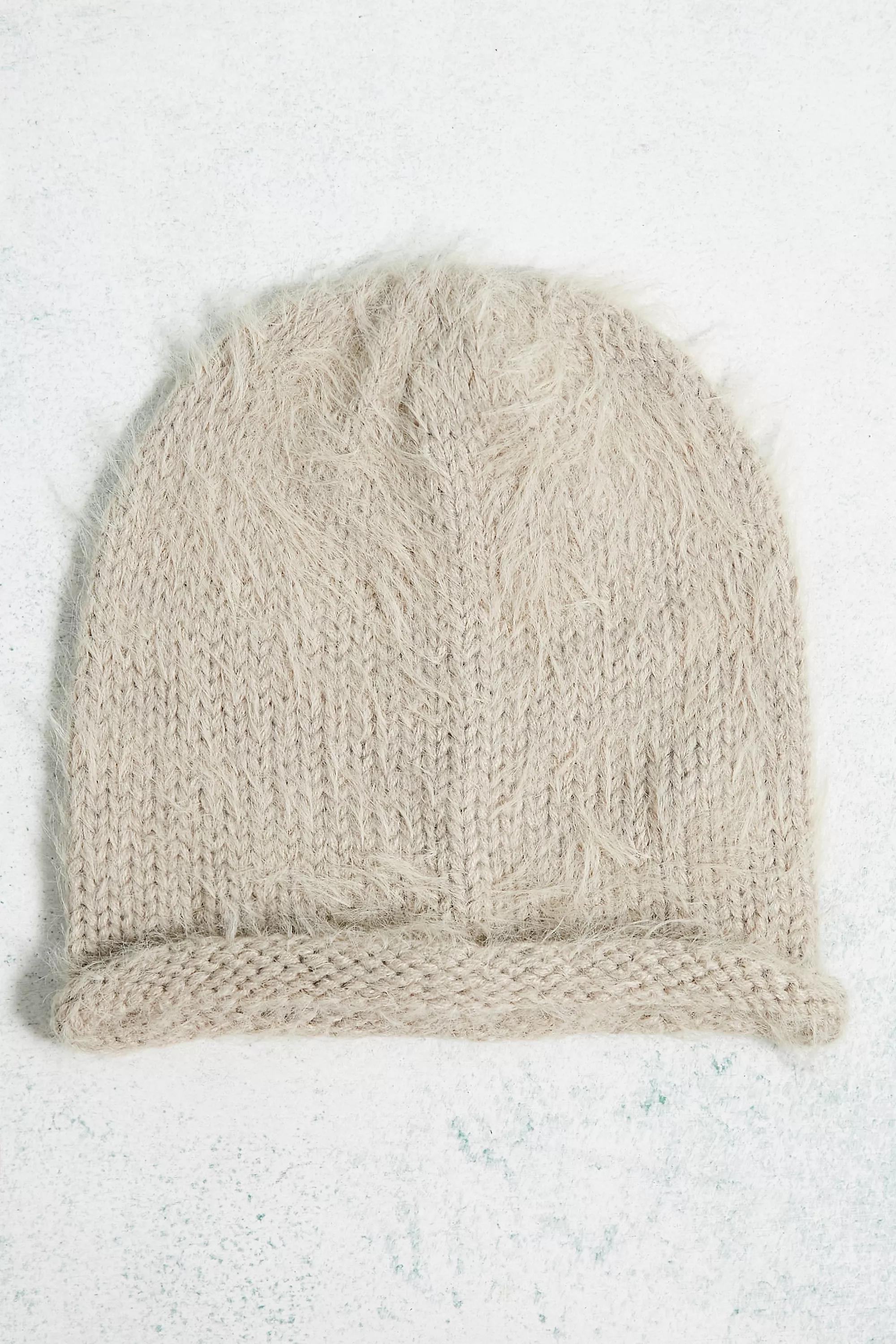 Beige Uo Plain Knit Slouch Beanie, , large image number 1