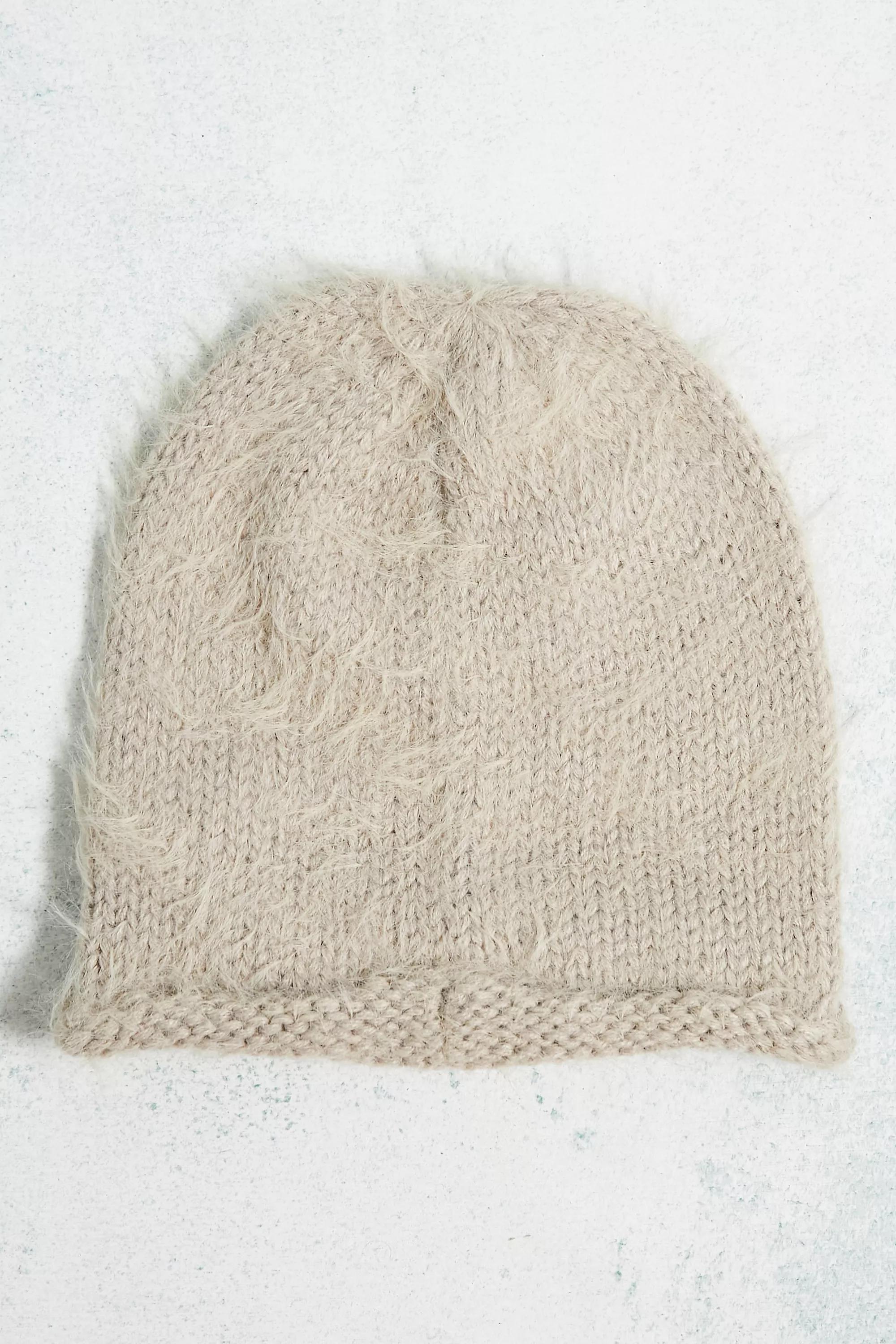 Beige Uo Plain Knit Slouch Beanie, , large image number 3