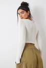 Urban Outfitters - White Go For Gold Pointelle Notched Long-Sleeved Crop Top