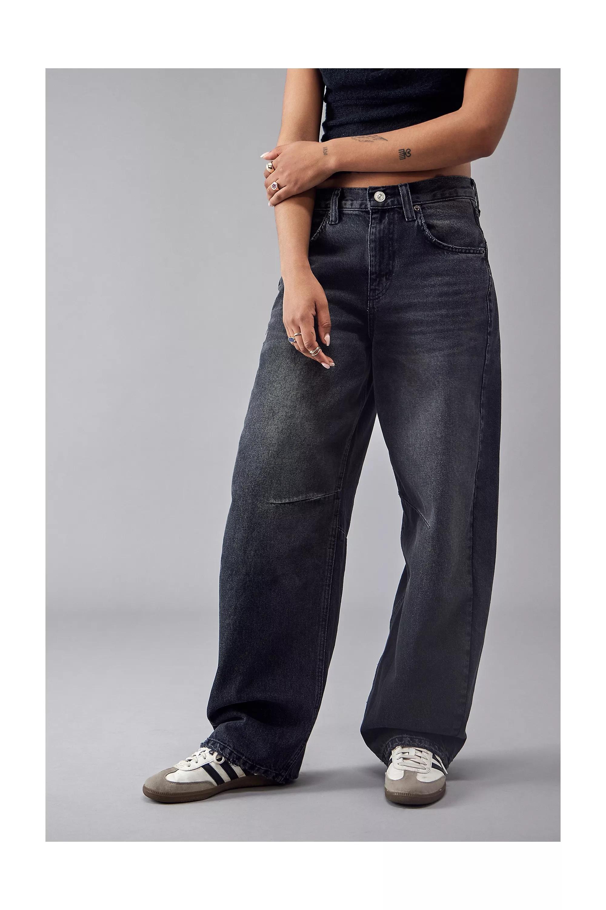 Black Bdg Black Logan Cinch Back Boyfriend Jeans, , large image number 0
