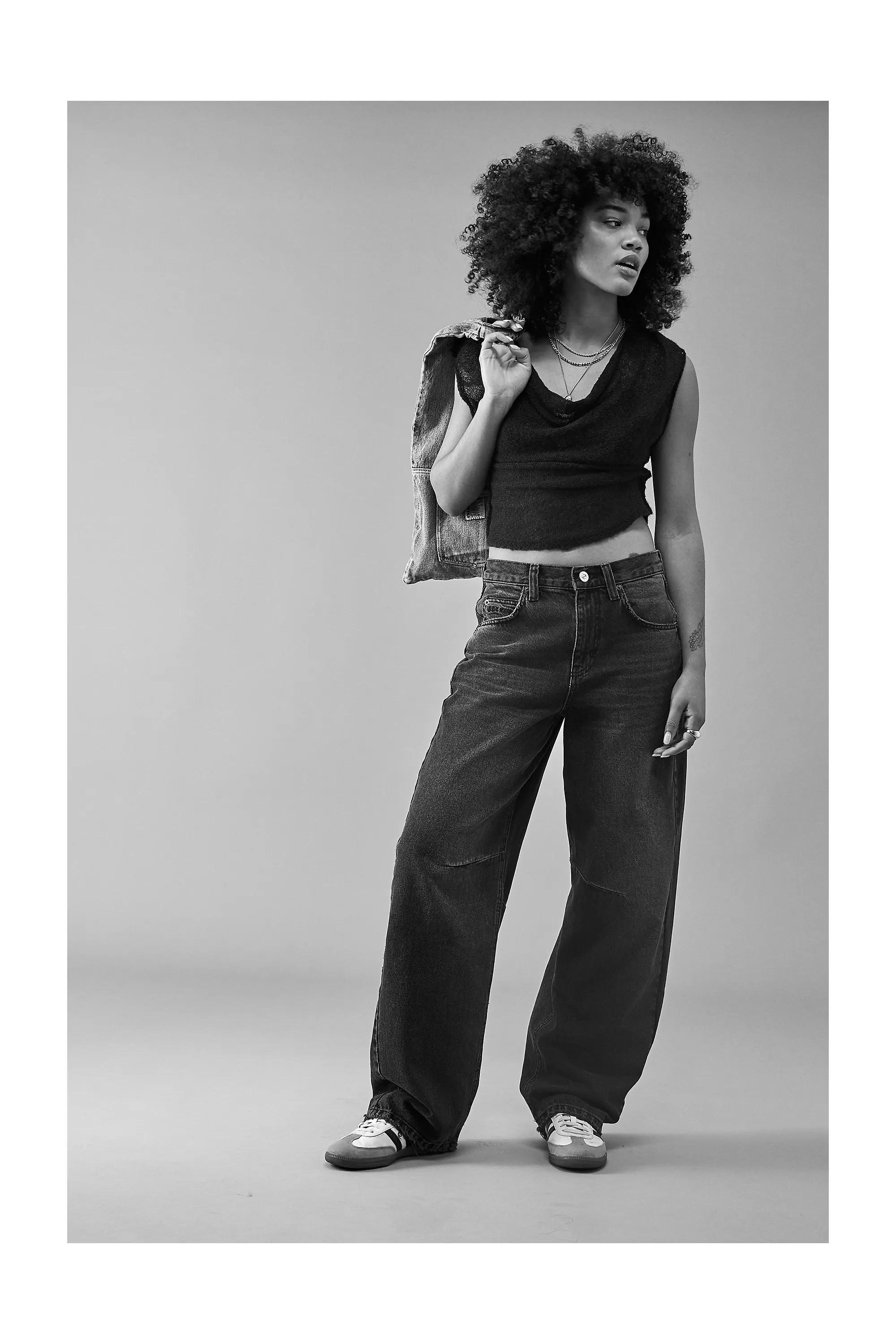 Black Bdg Black Logan Cinch Back Boyfriend Jeans, , large image number 1