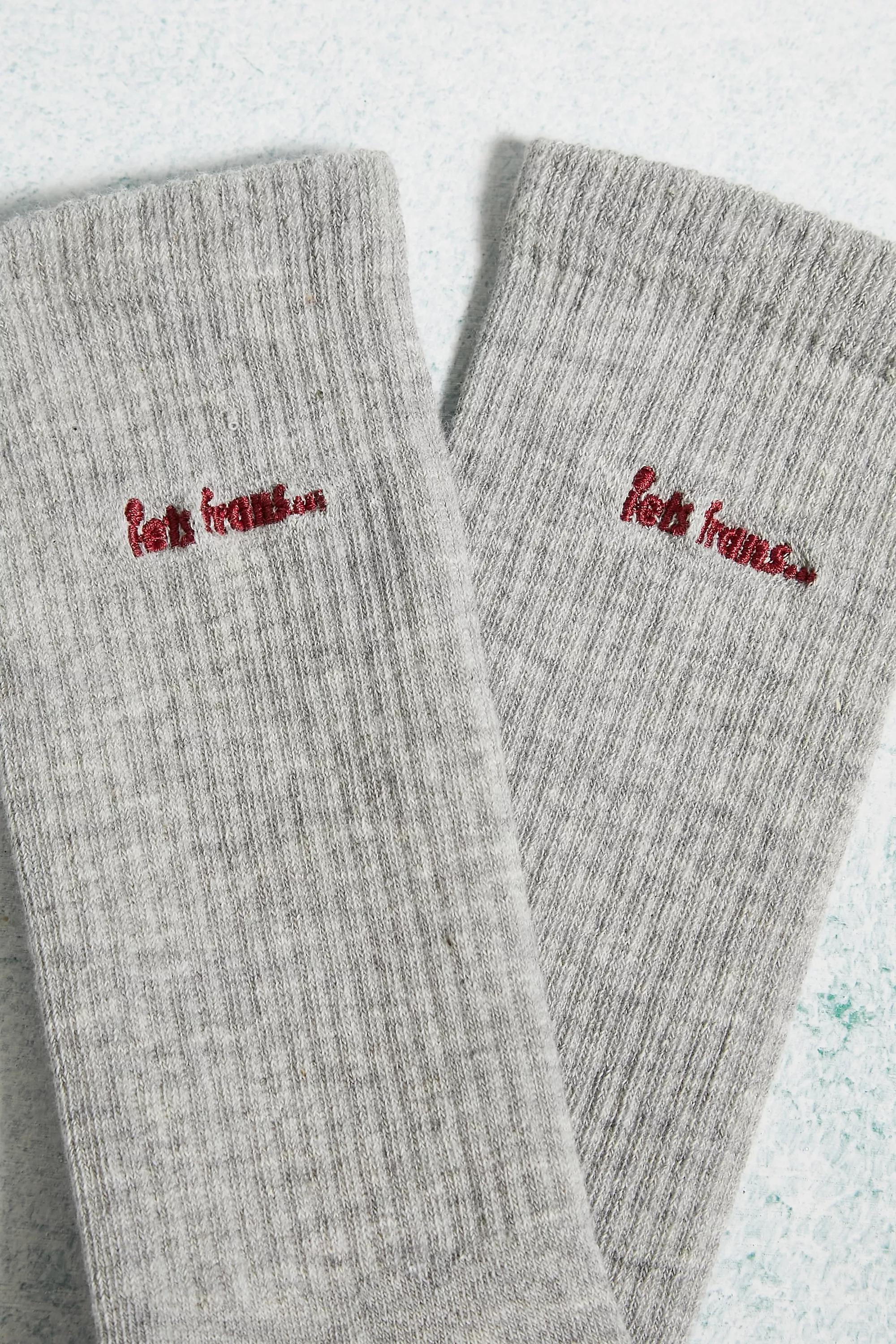 GR MOTIF iets frans... Grey Marl Socks, , large image number 1