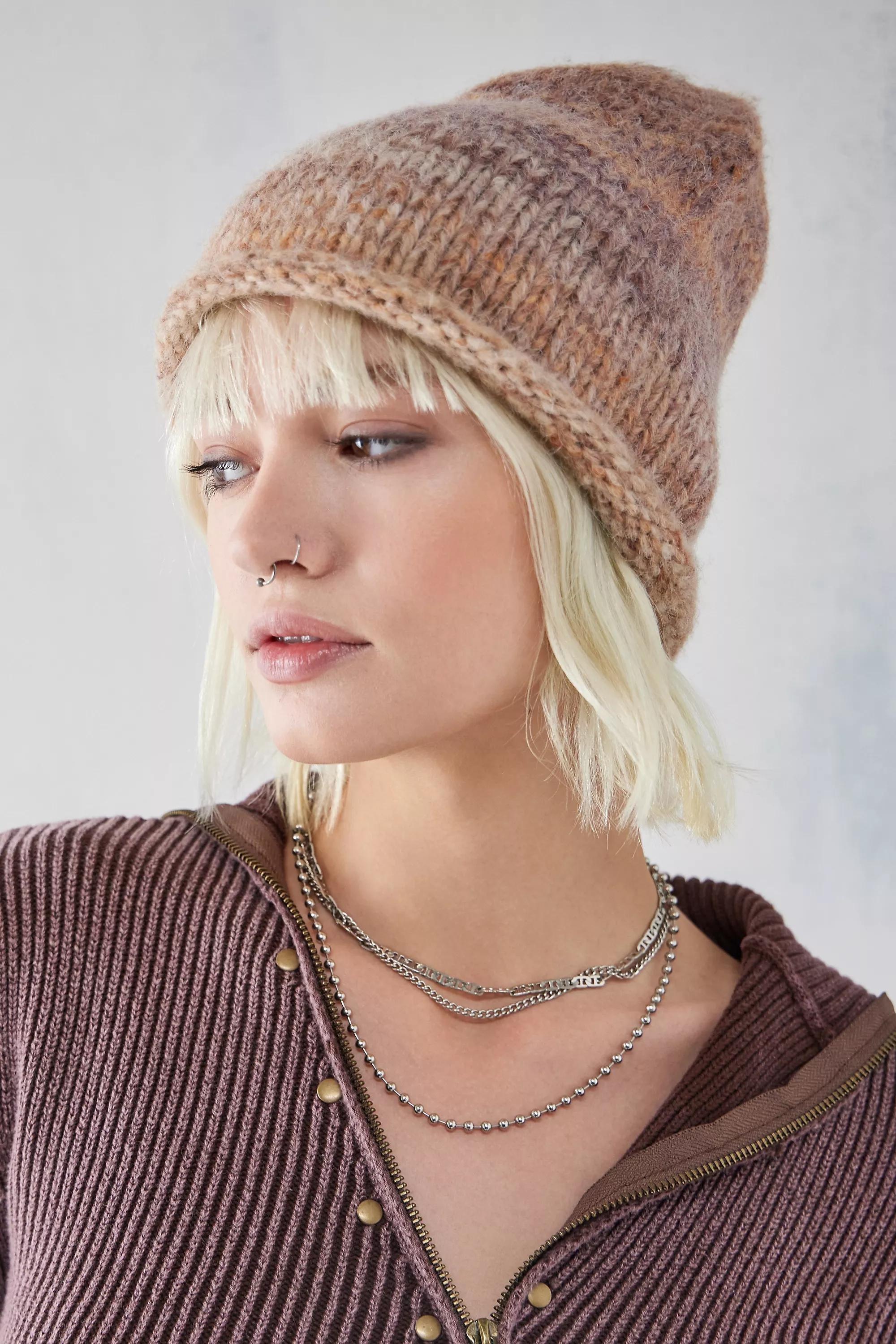 Beige Tallie Fluffy Space-Dye Slouch Beanie, , large image number 0