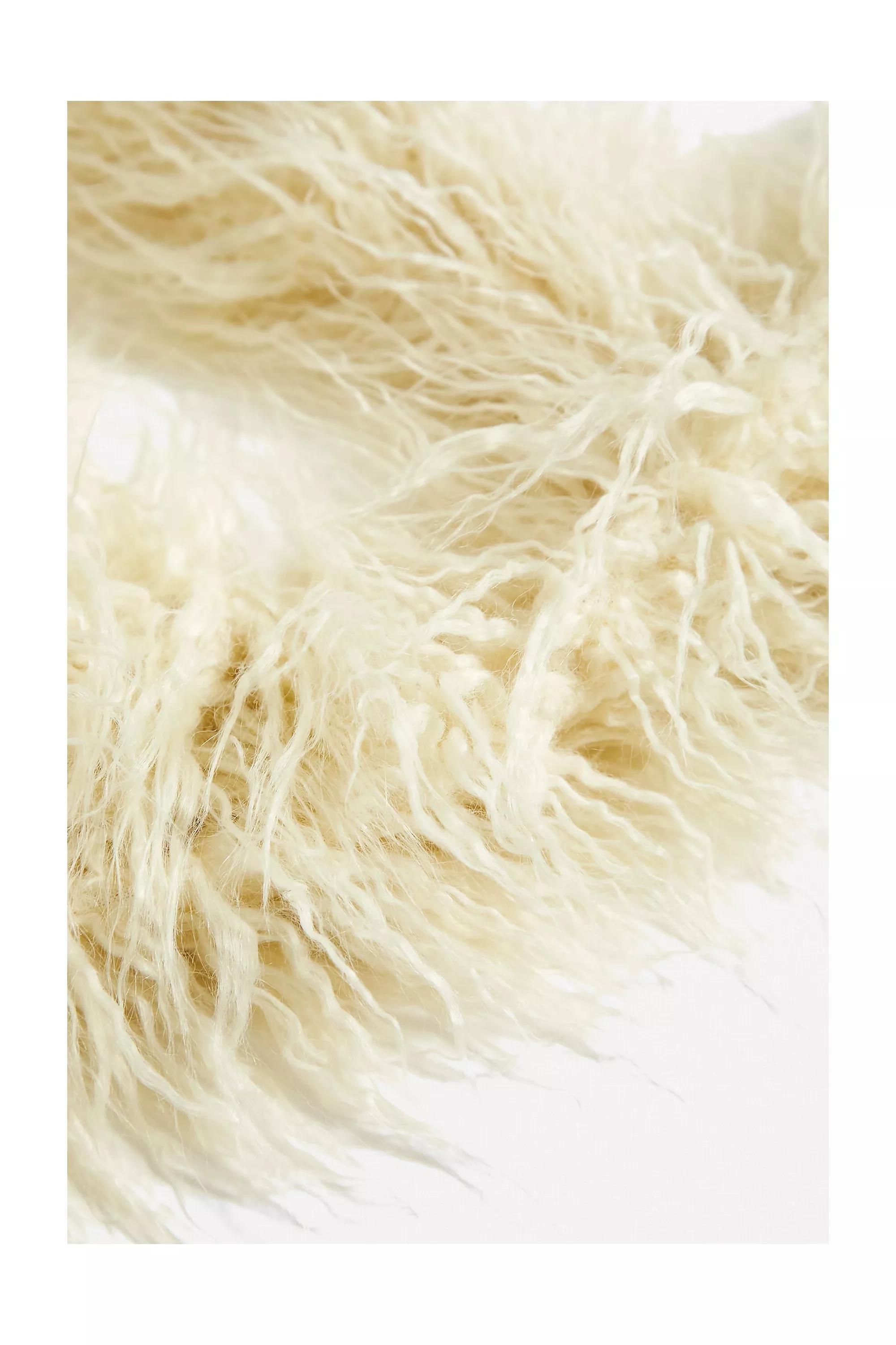 Creme Fluffy Faux Fur Scarf, , large image number 2