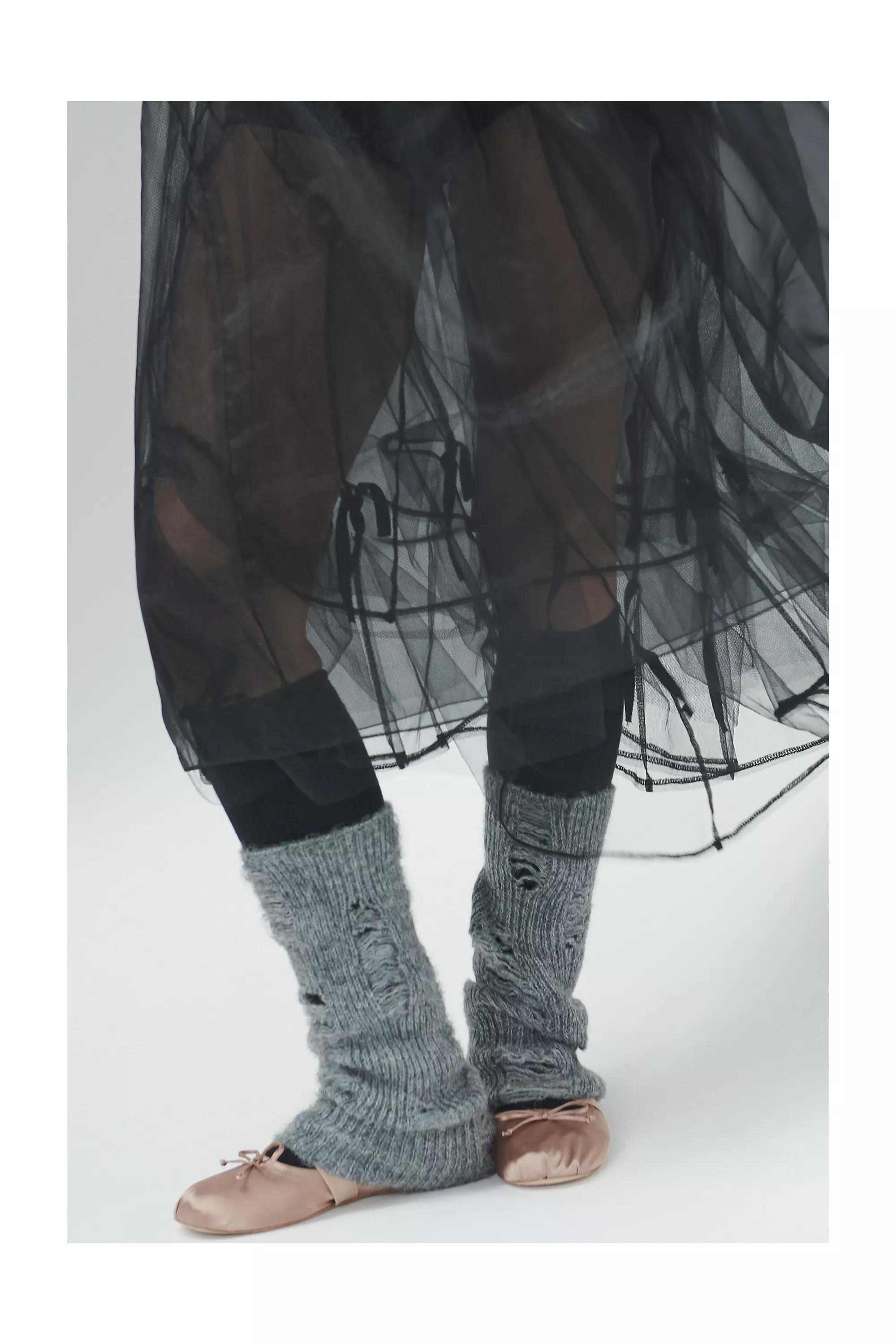 Grey Out From Under Distressed Marl Leg Warmers, , large image number 0
