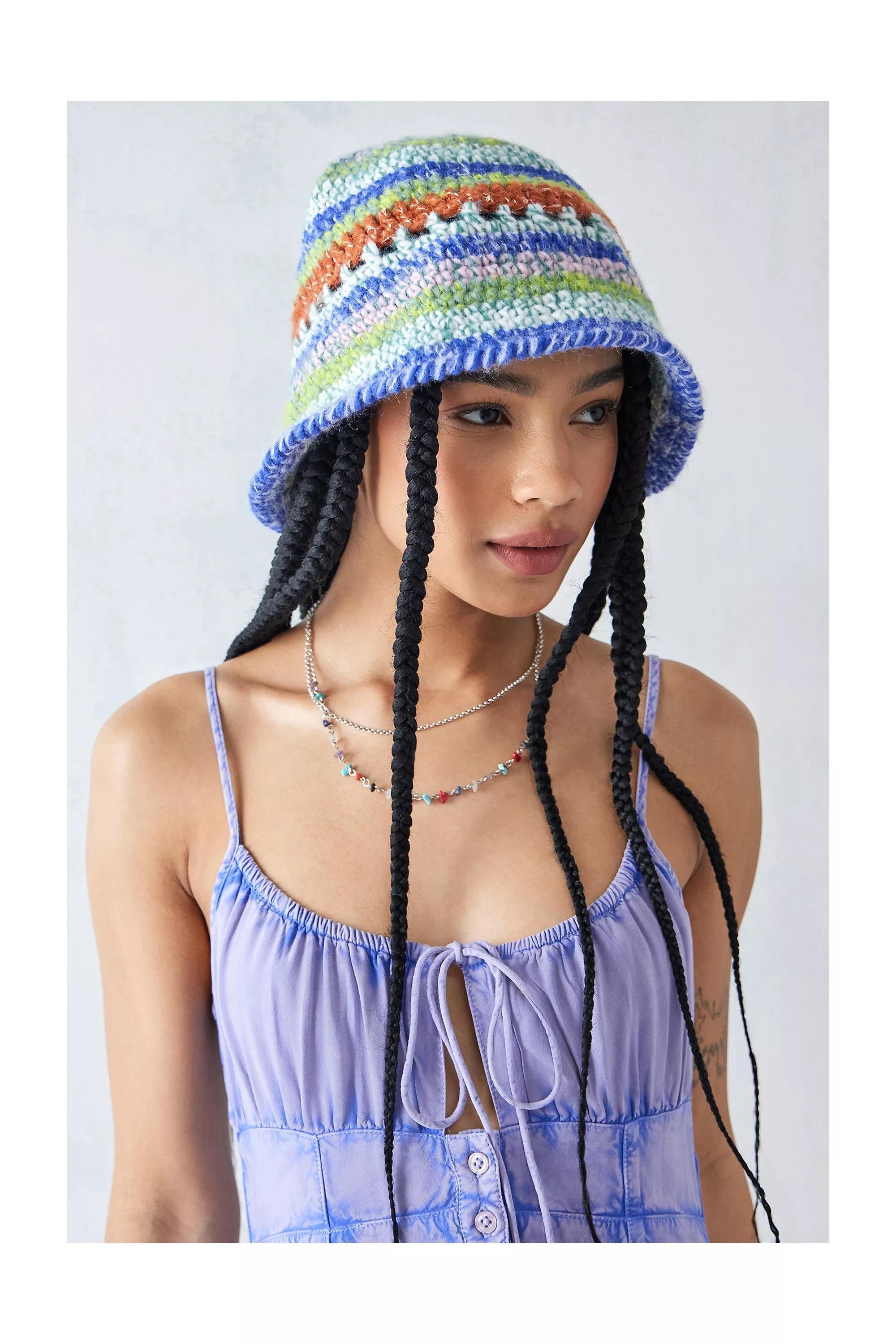 BLUE UO Striped Yarn Bucket Hat, , large image number 0