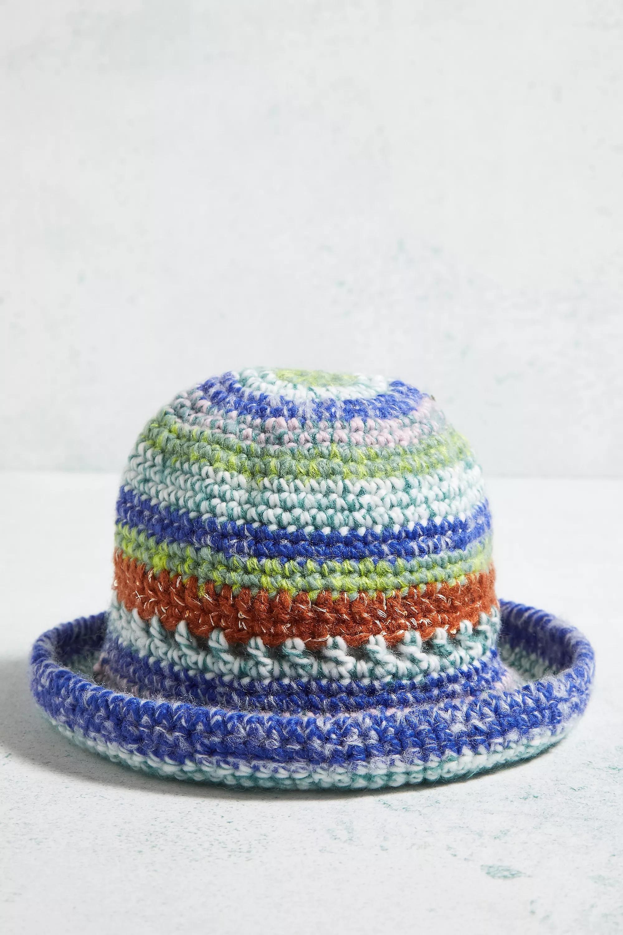 BLUE UO Striped Yarn Bucket Hat, , large image number 1