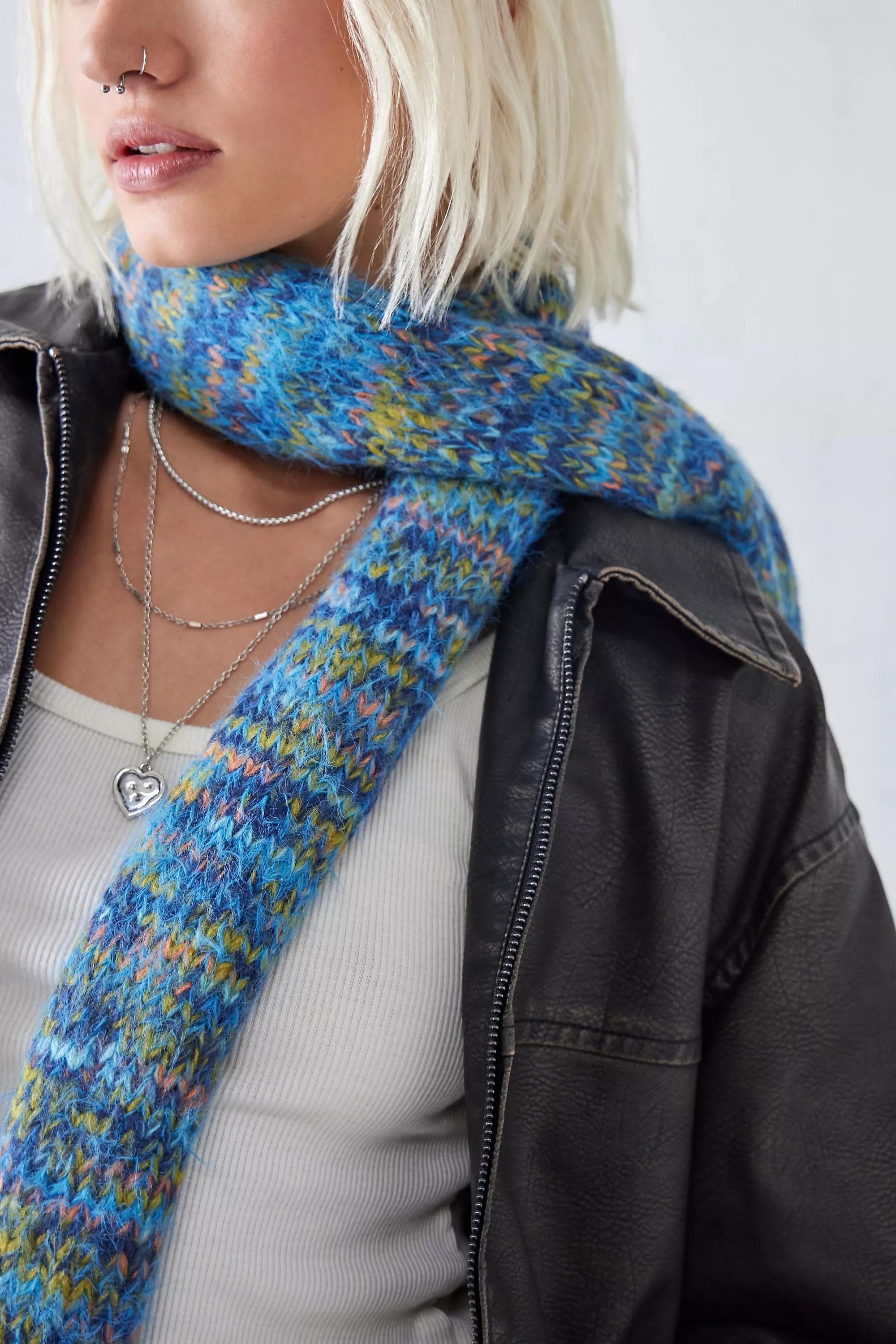 Blue Uo Tallie Fluffy Space-Dye Scarf, , large image number 0
