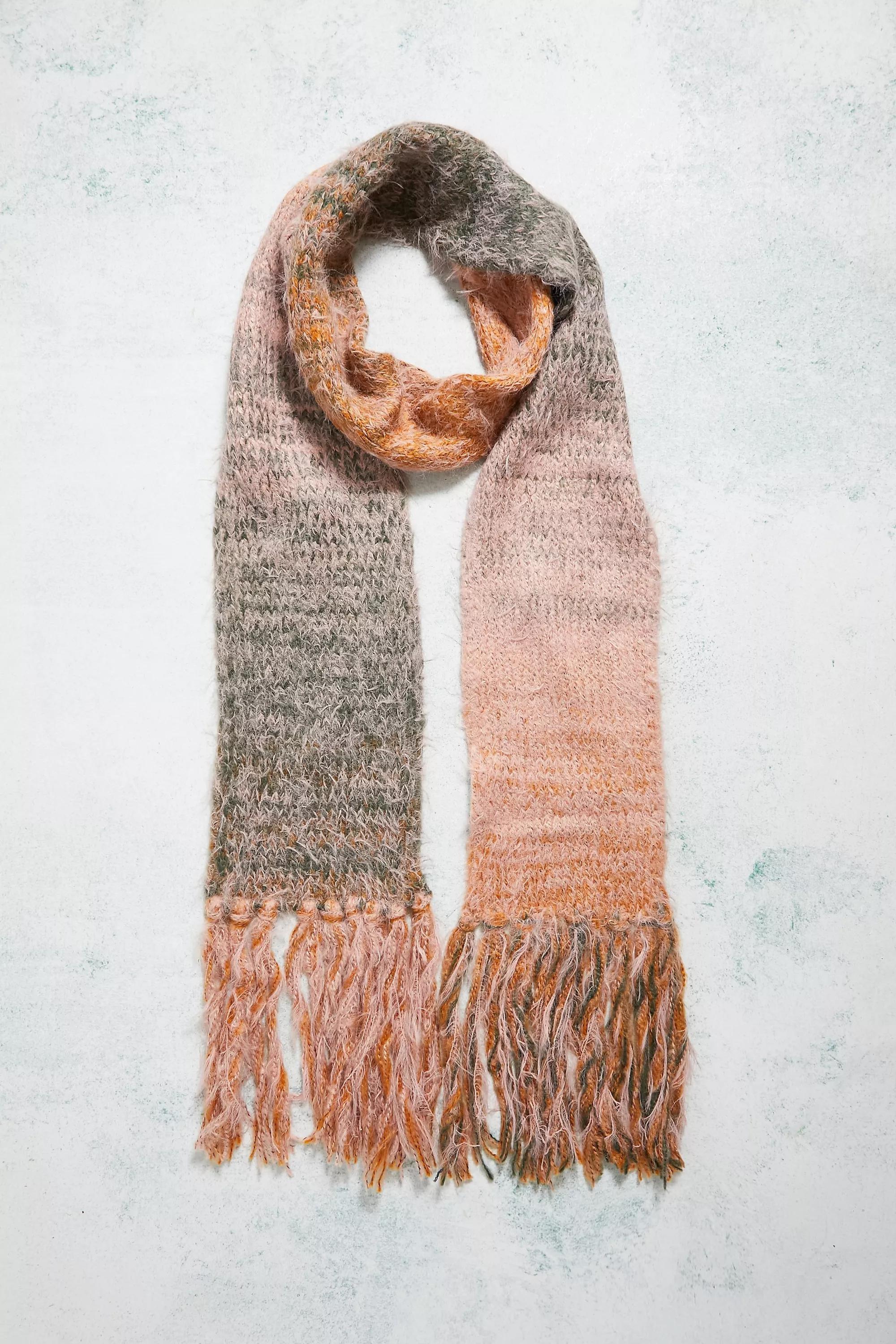Orange Uo Tallie Fluffy Space-Dye Scarf, , large image number 2