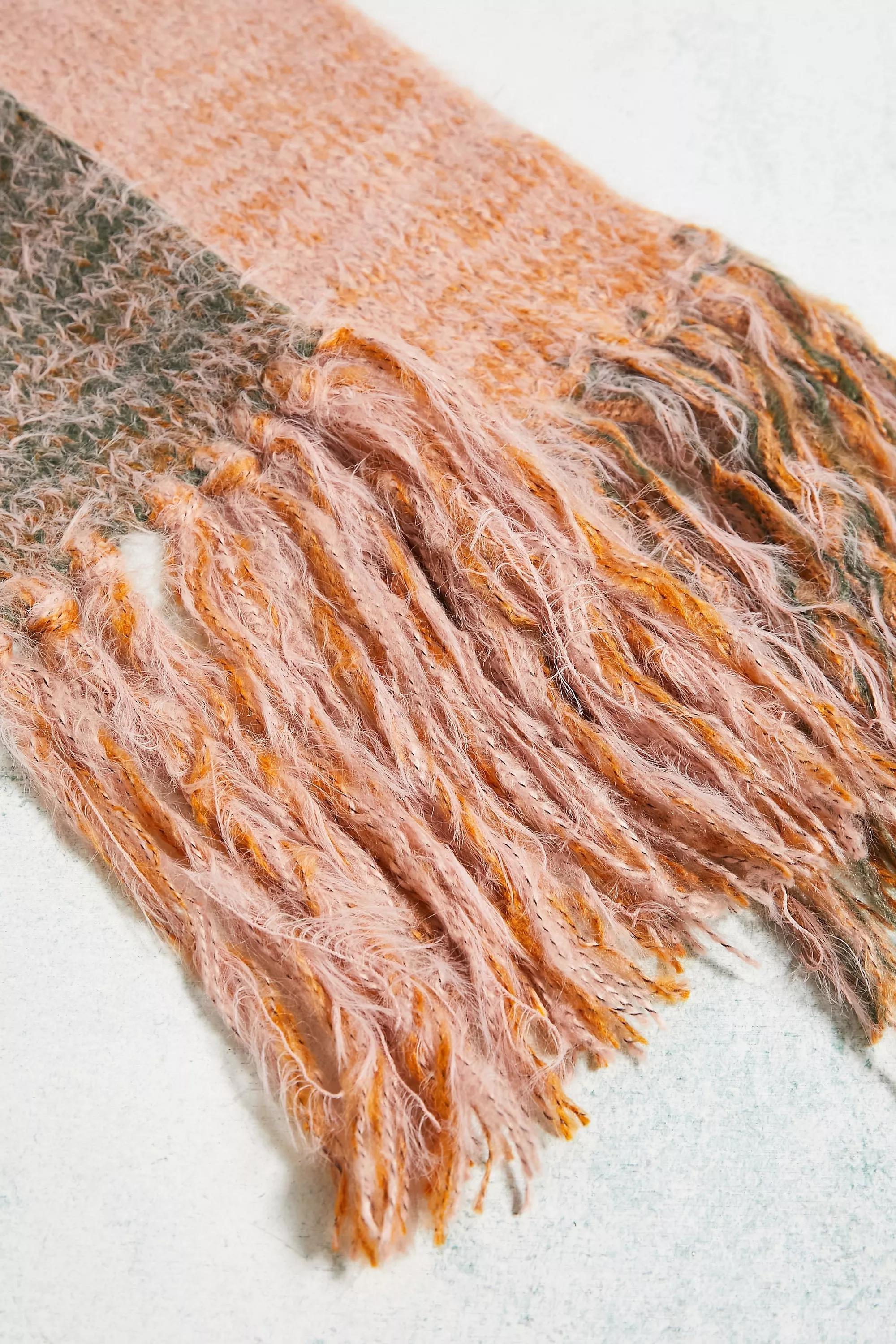 Orange Uo Tallie Fluffy Space-Dye Scarf, , large image number 3