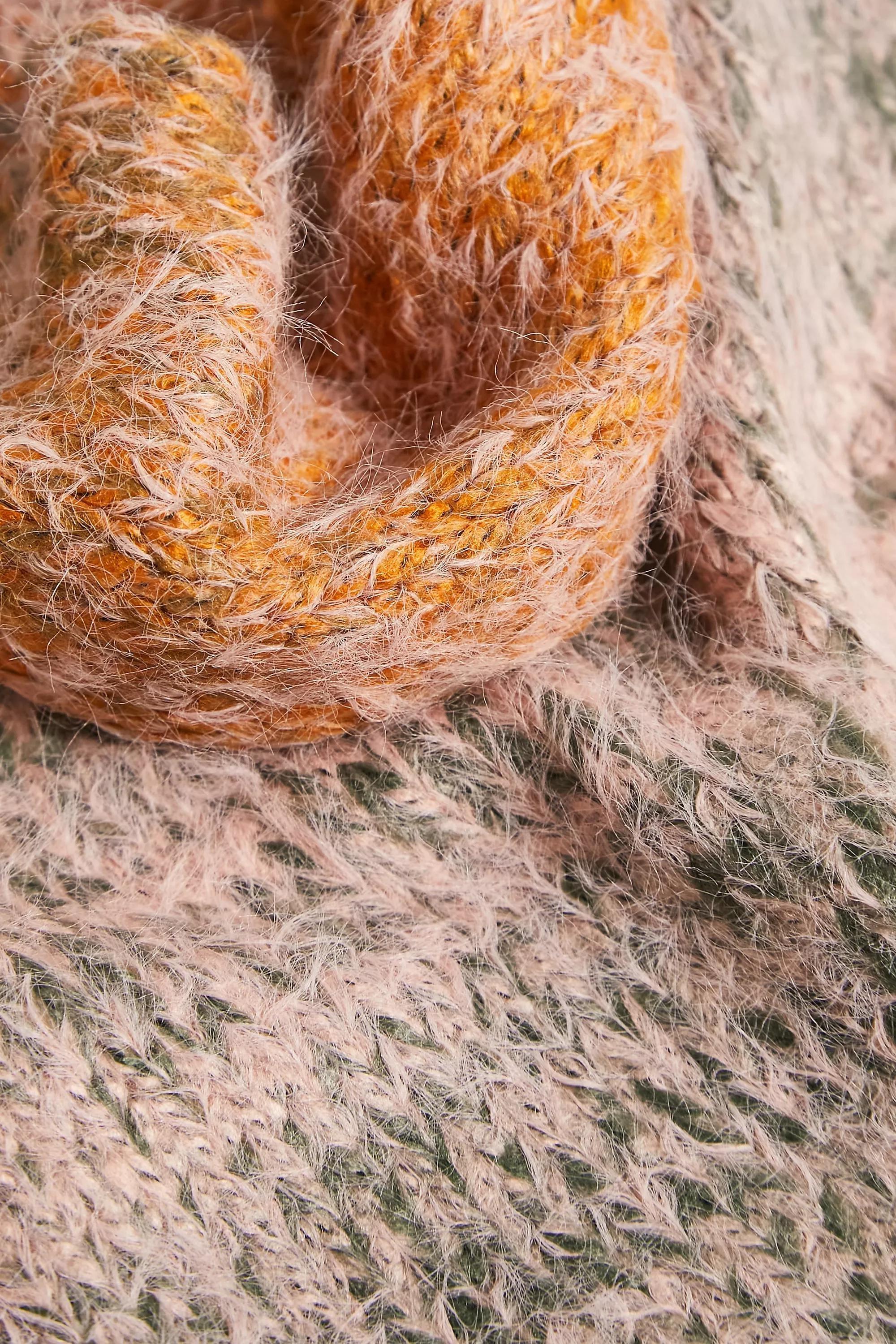 Orange Uo Tallie Fluffy Space-Dye Scarf, , large image number 4