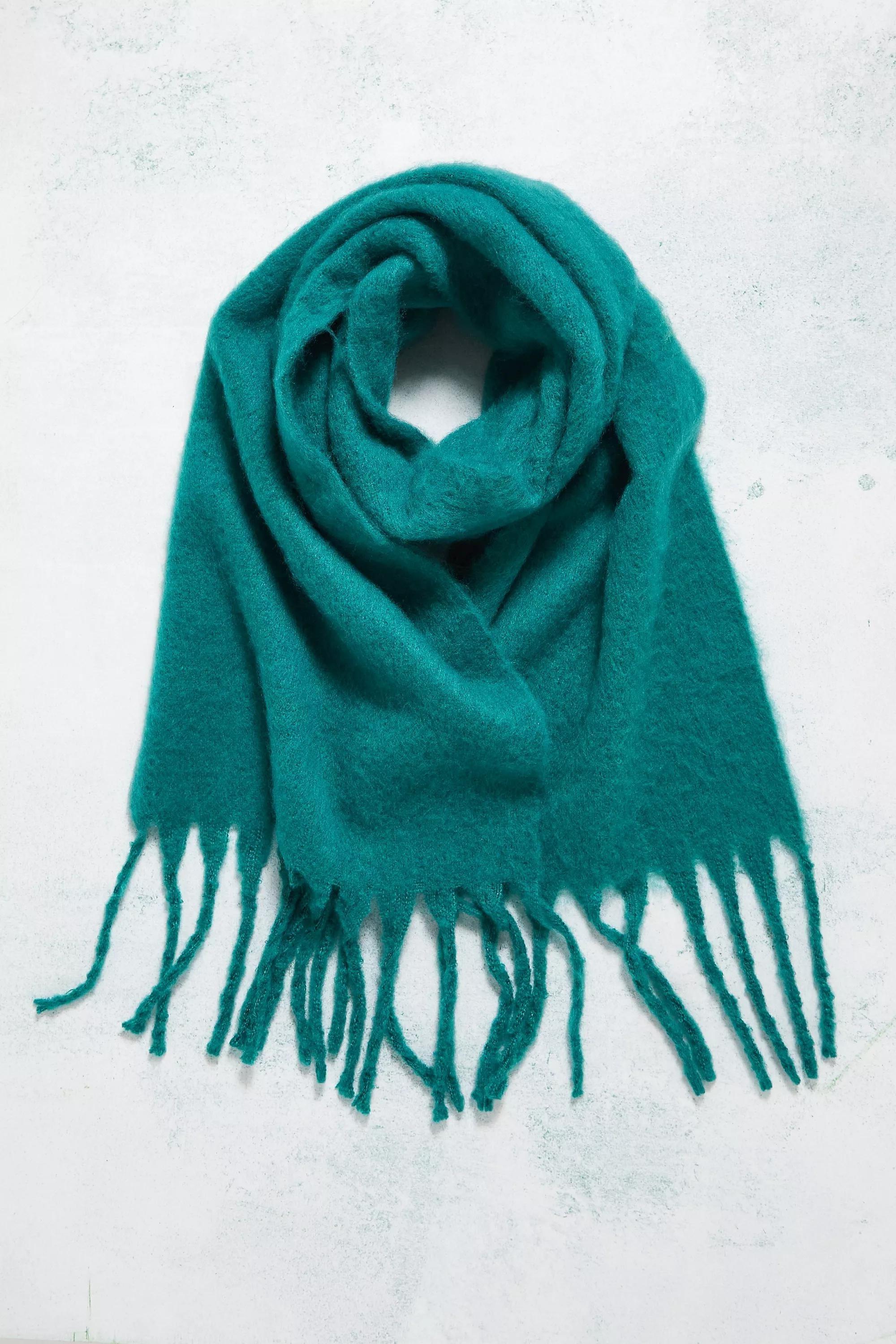 Green Stella Tasselled Blanket Scarf, , large image number 1