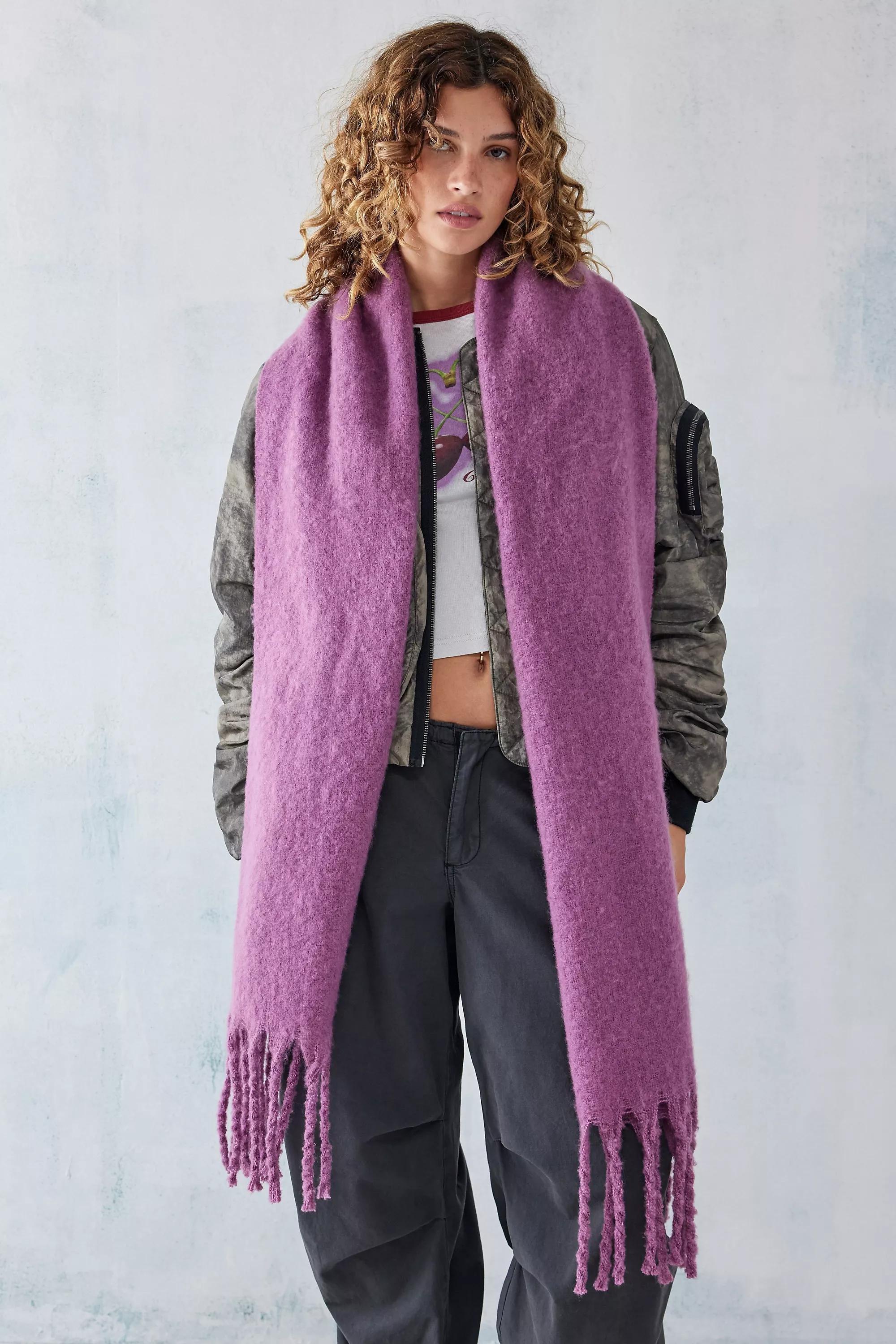 Burgundy Stella Tasselled Blanket Scarf, , large image number 0