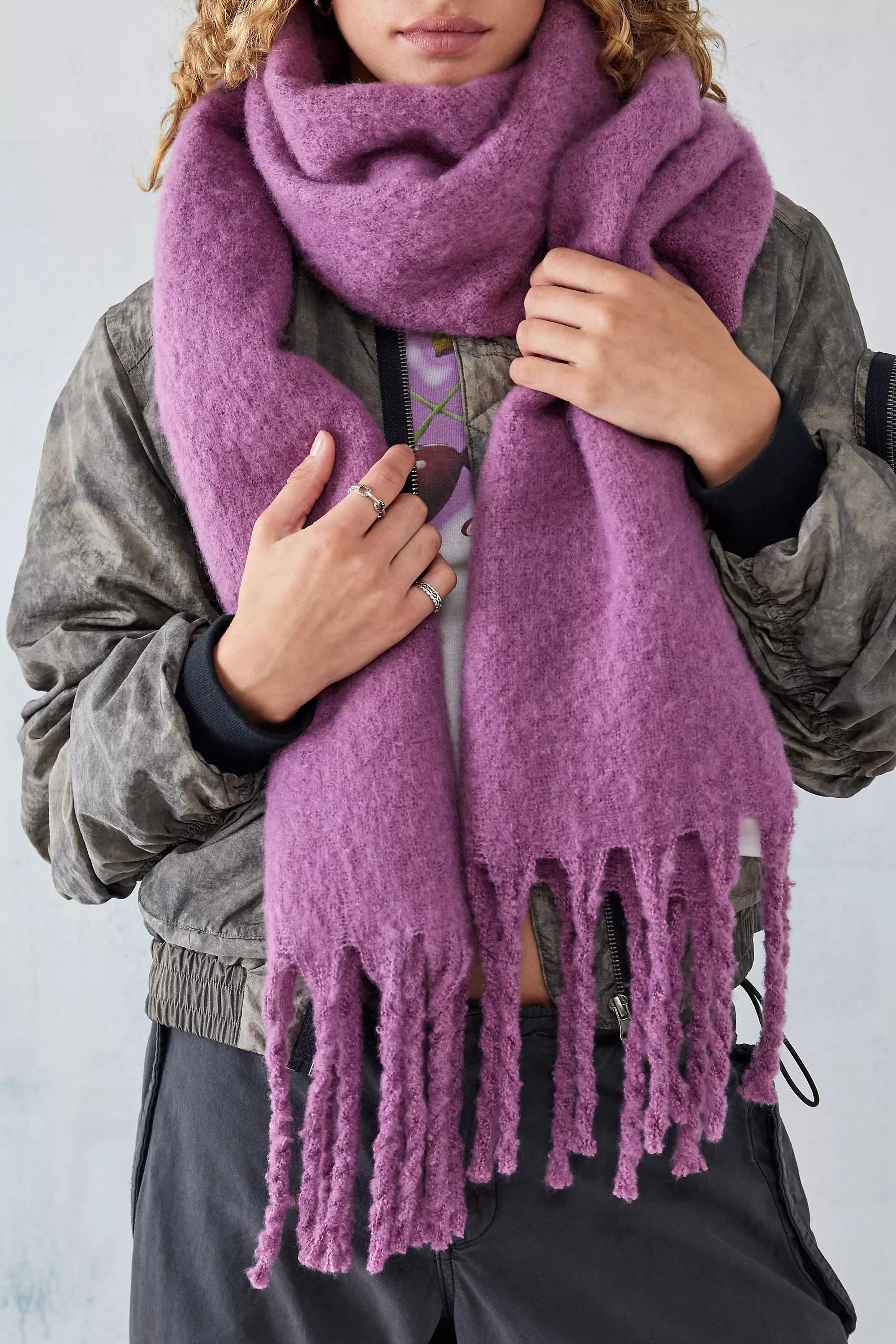 Burgundy Stella Tasselled Blanket Scarf, , large image number 1