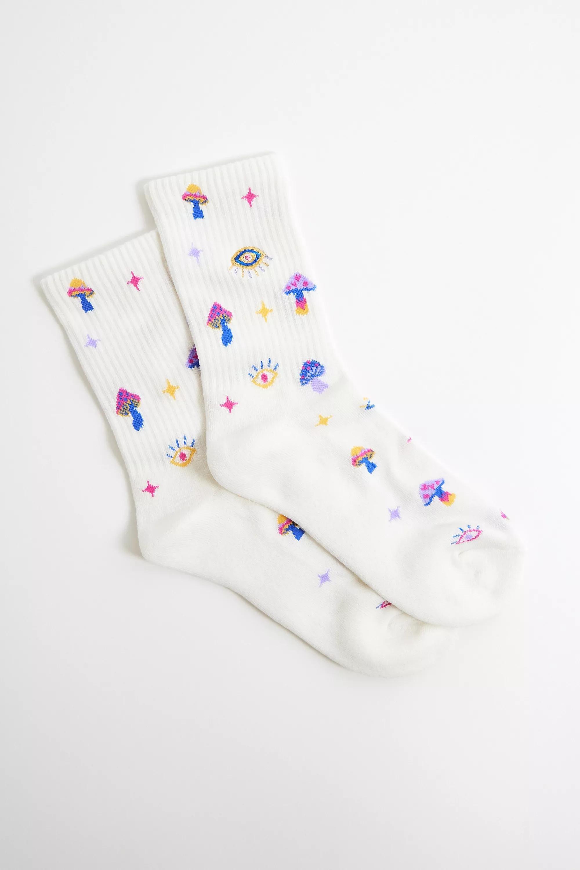 White Out From Under Mushroom Socks, CREME, large image number 1