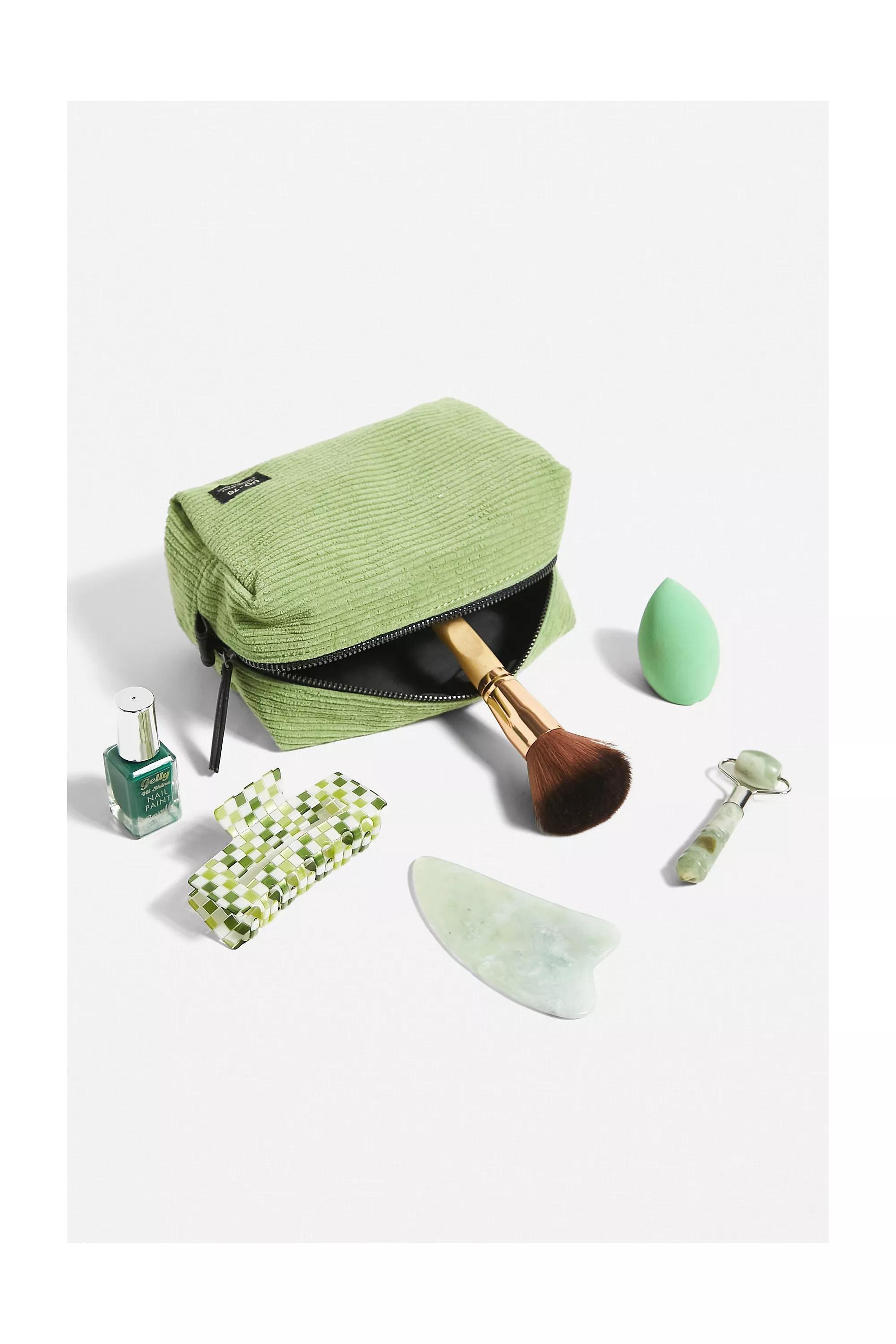 Green Large Corduroy Makeup Bag, , large image number 1