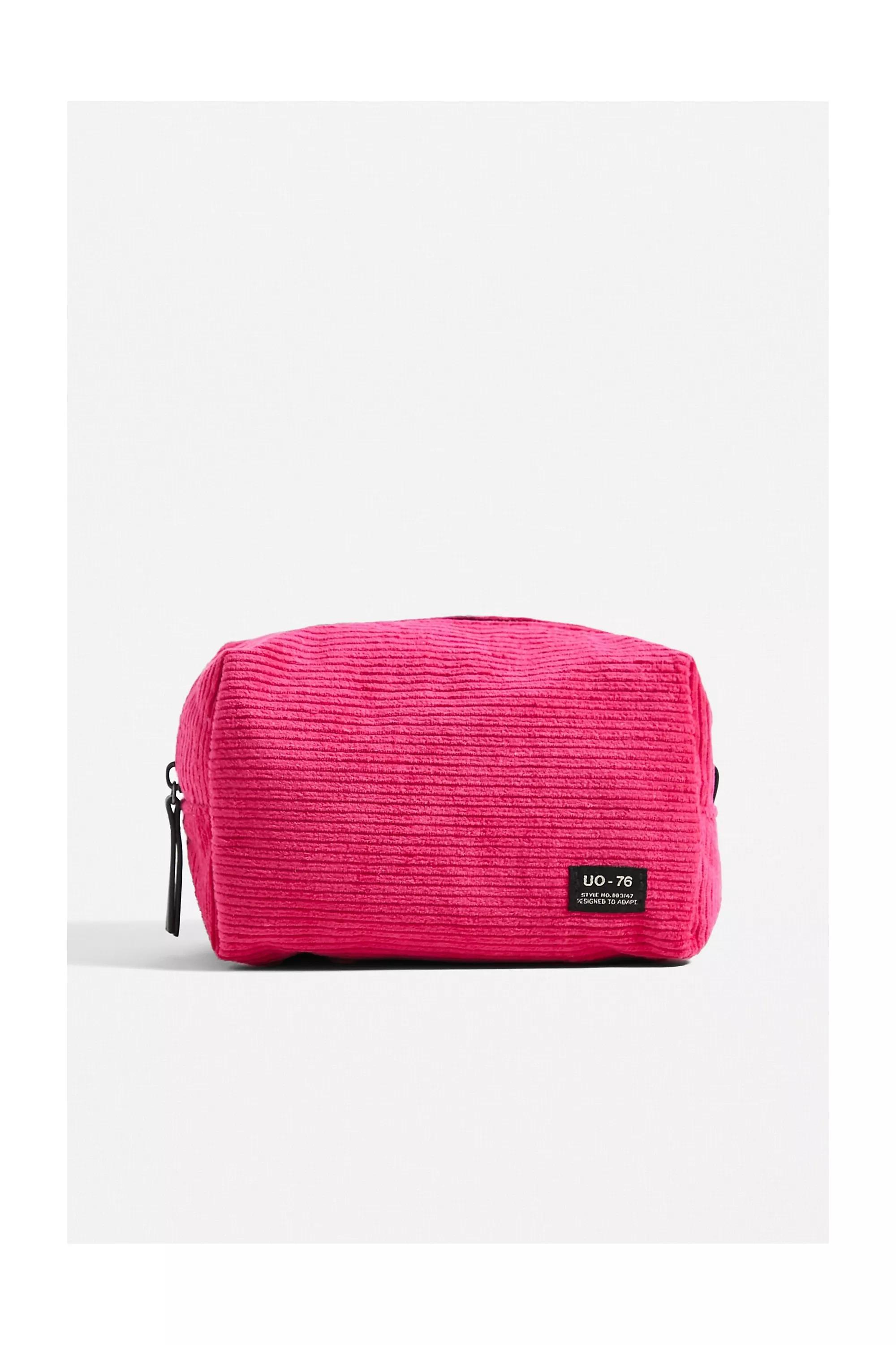 Pink Large Corduroy Makeup Bag, , large image number 0