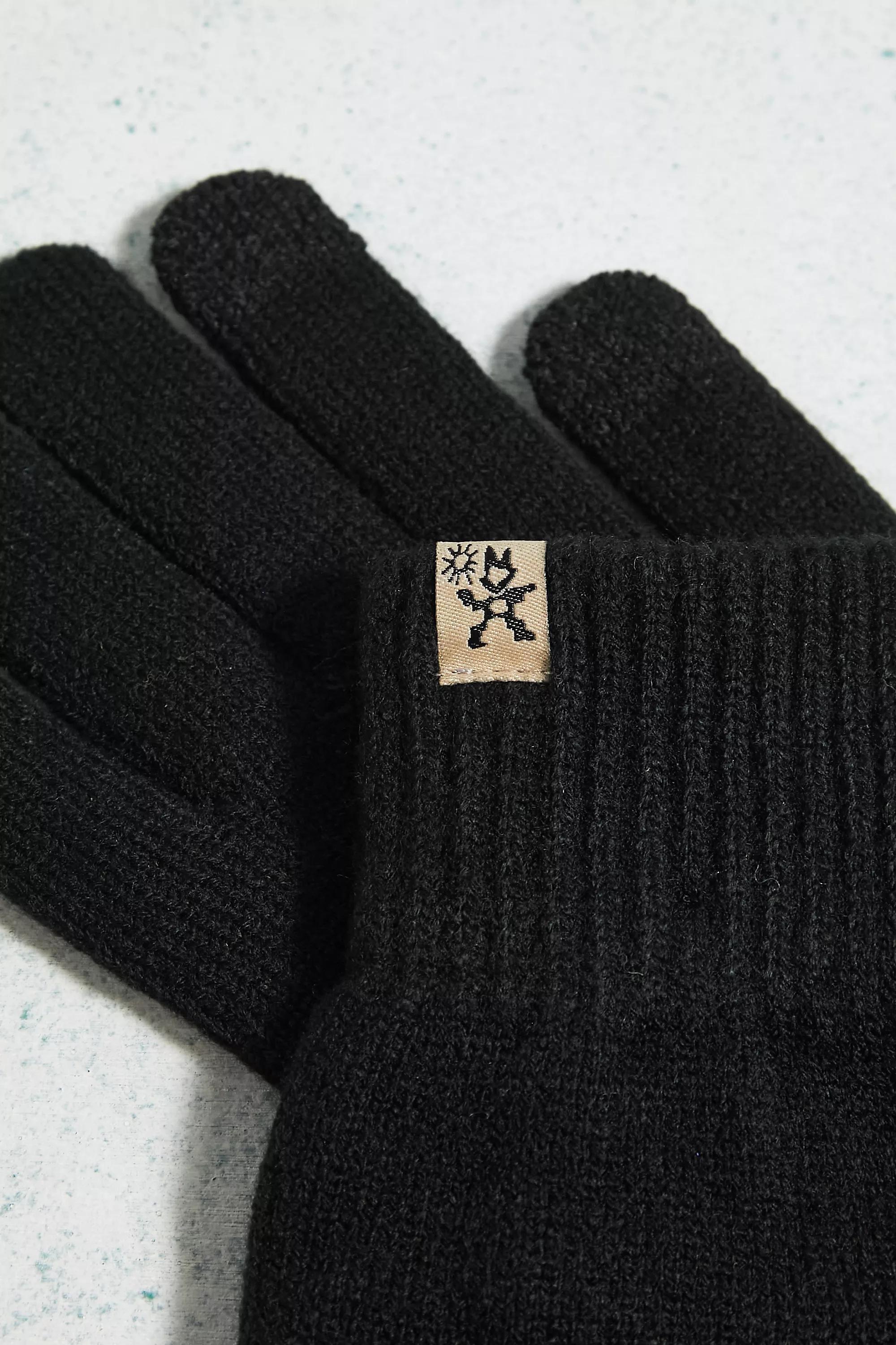 Black Ribbed Gloves, , large image number 2
