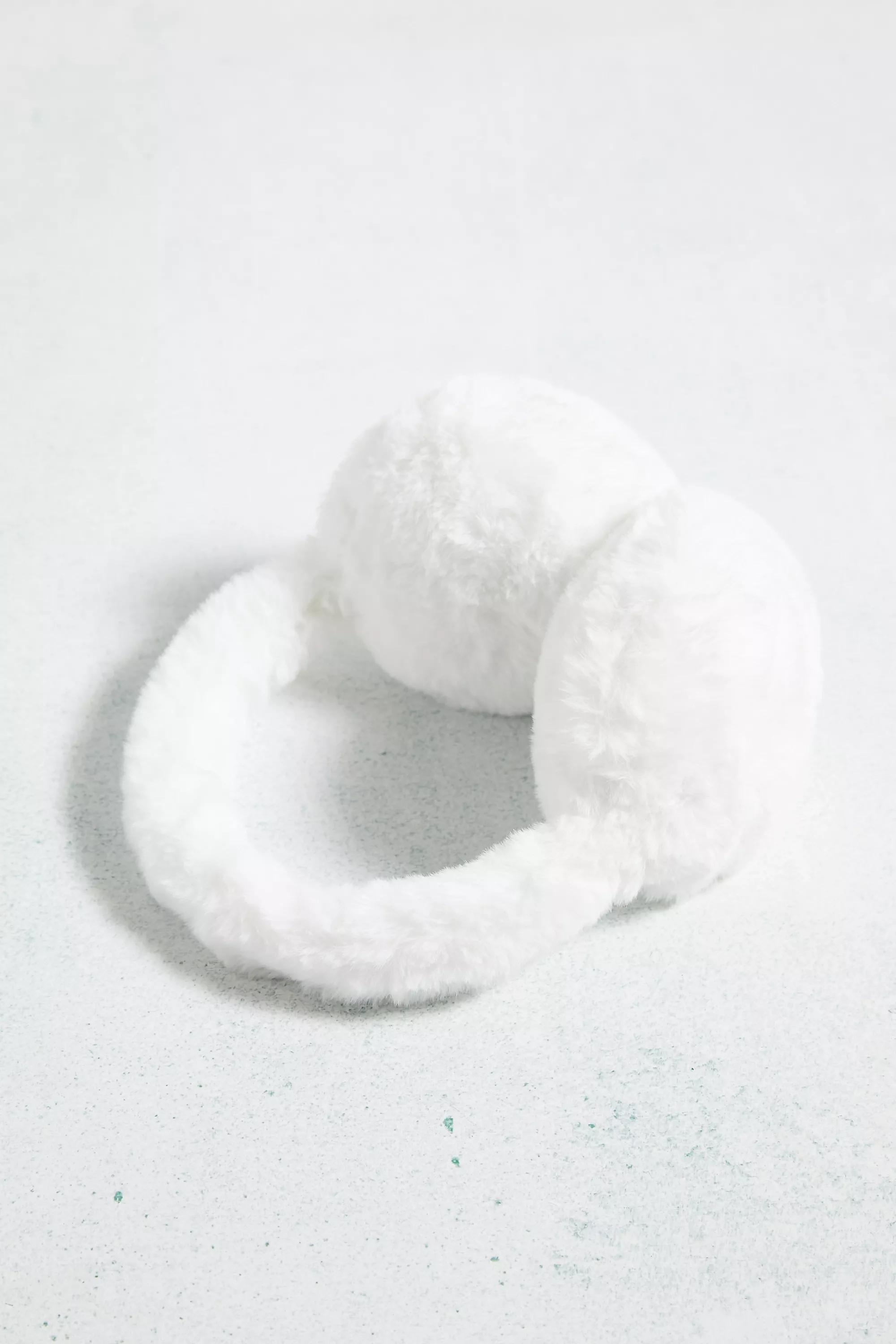 White Uo Adjustable All-Over Faux Fur Ear Muffs, , large image number 2