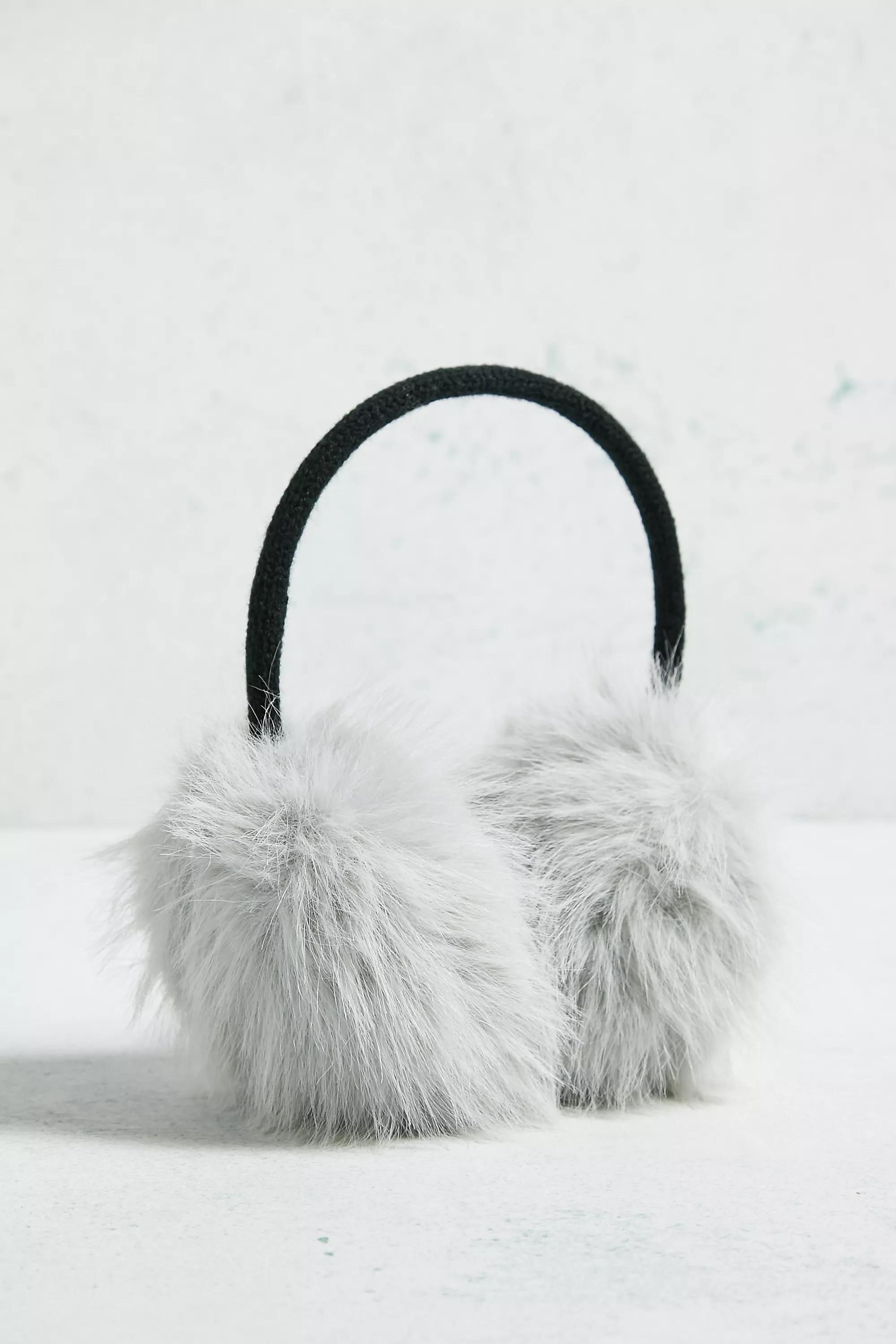 Grey Adjustable Faux Fur Ear Muffs, , large image number 0