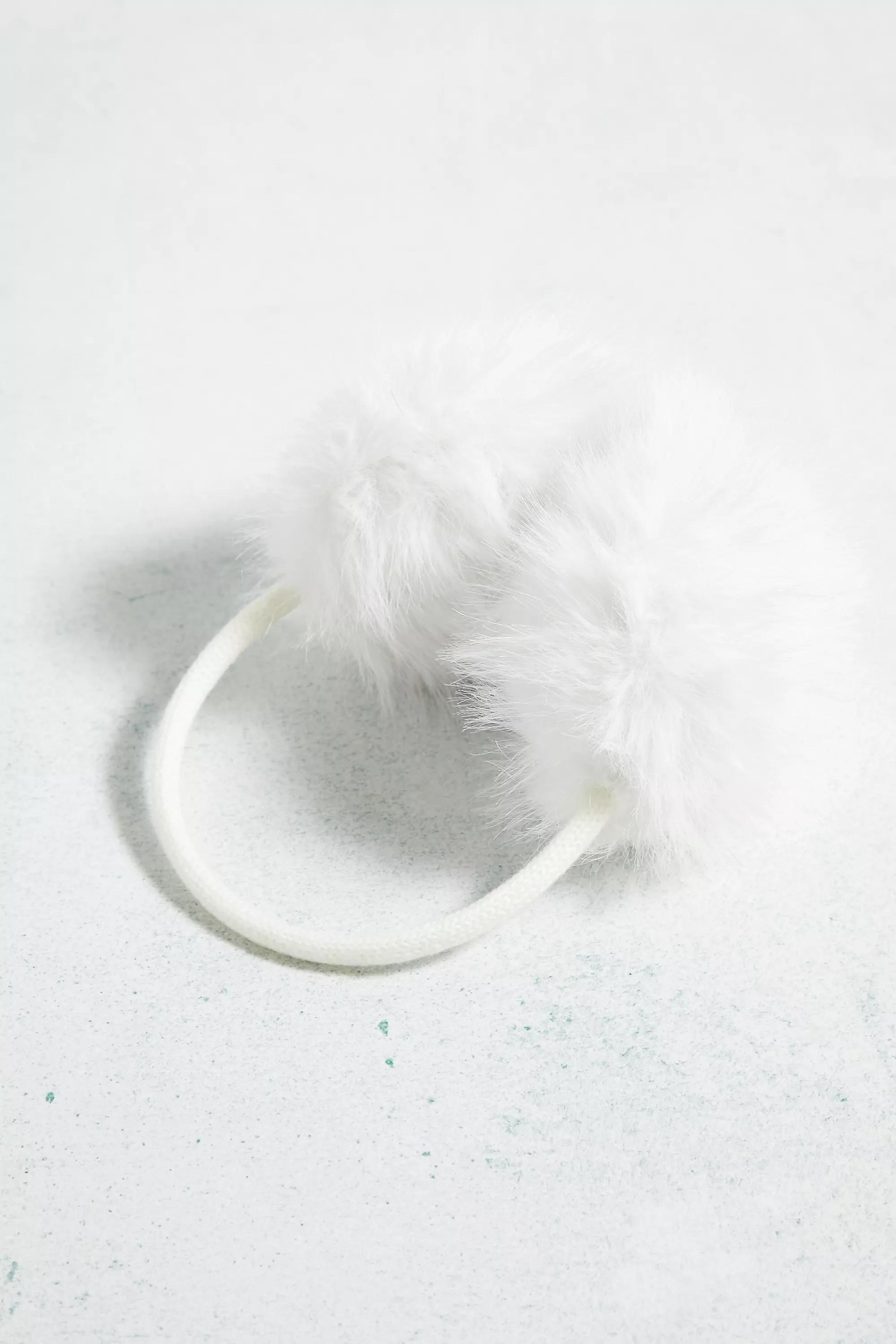 White Adjustable Faux Fur Ear Muffs, , large image number 2