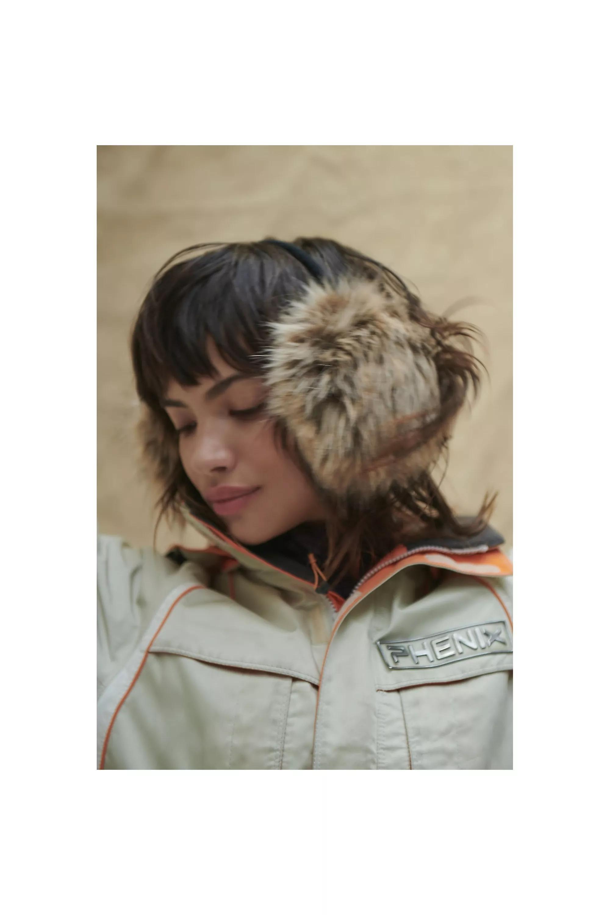 Beige Thin Pole Faux Fur Ear Muffs, , large image number 0