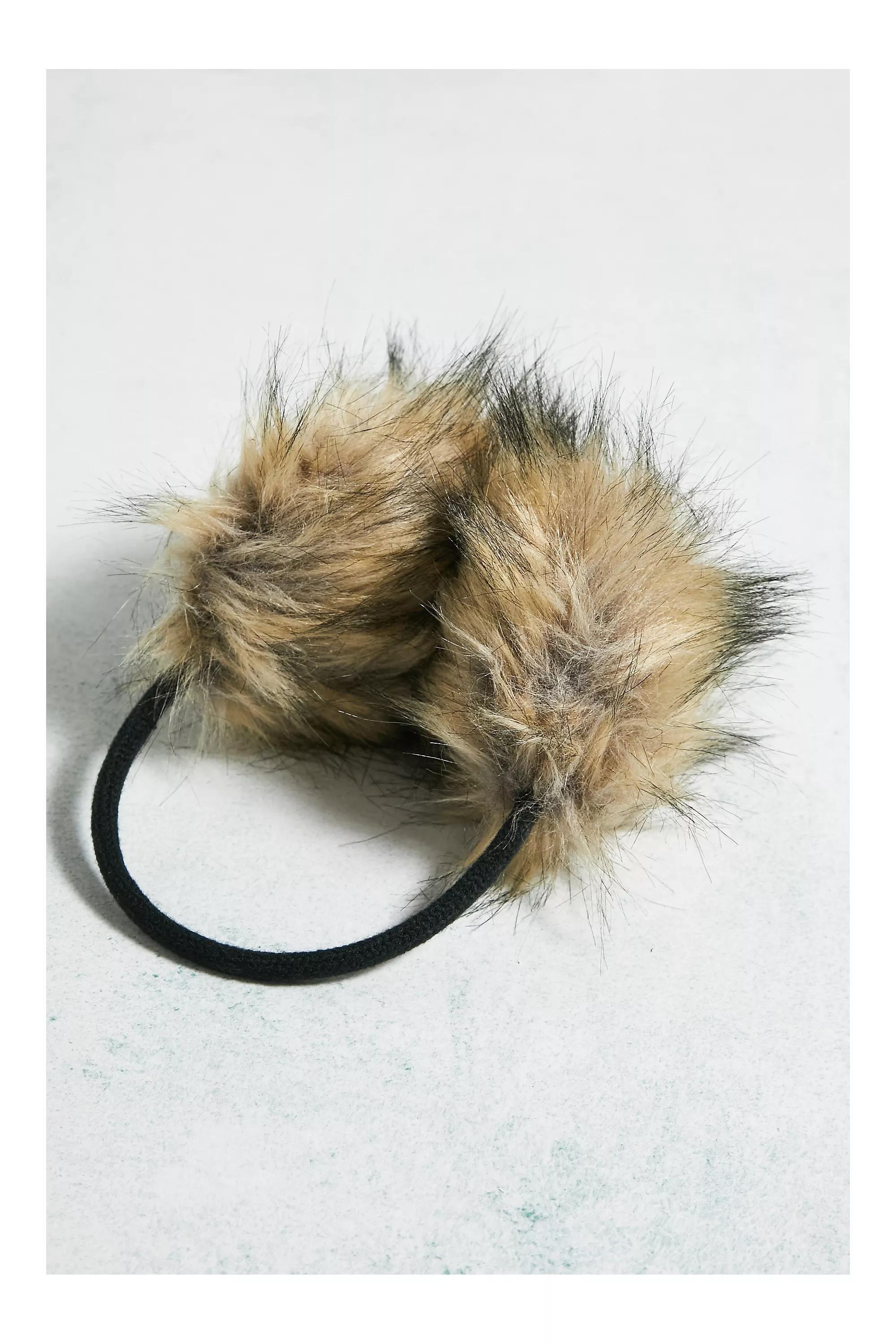 Beige Thin Pole Faux Fur Ear Muffs, , large image number 1
