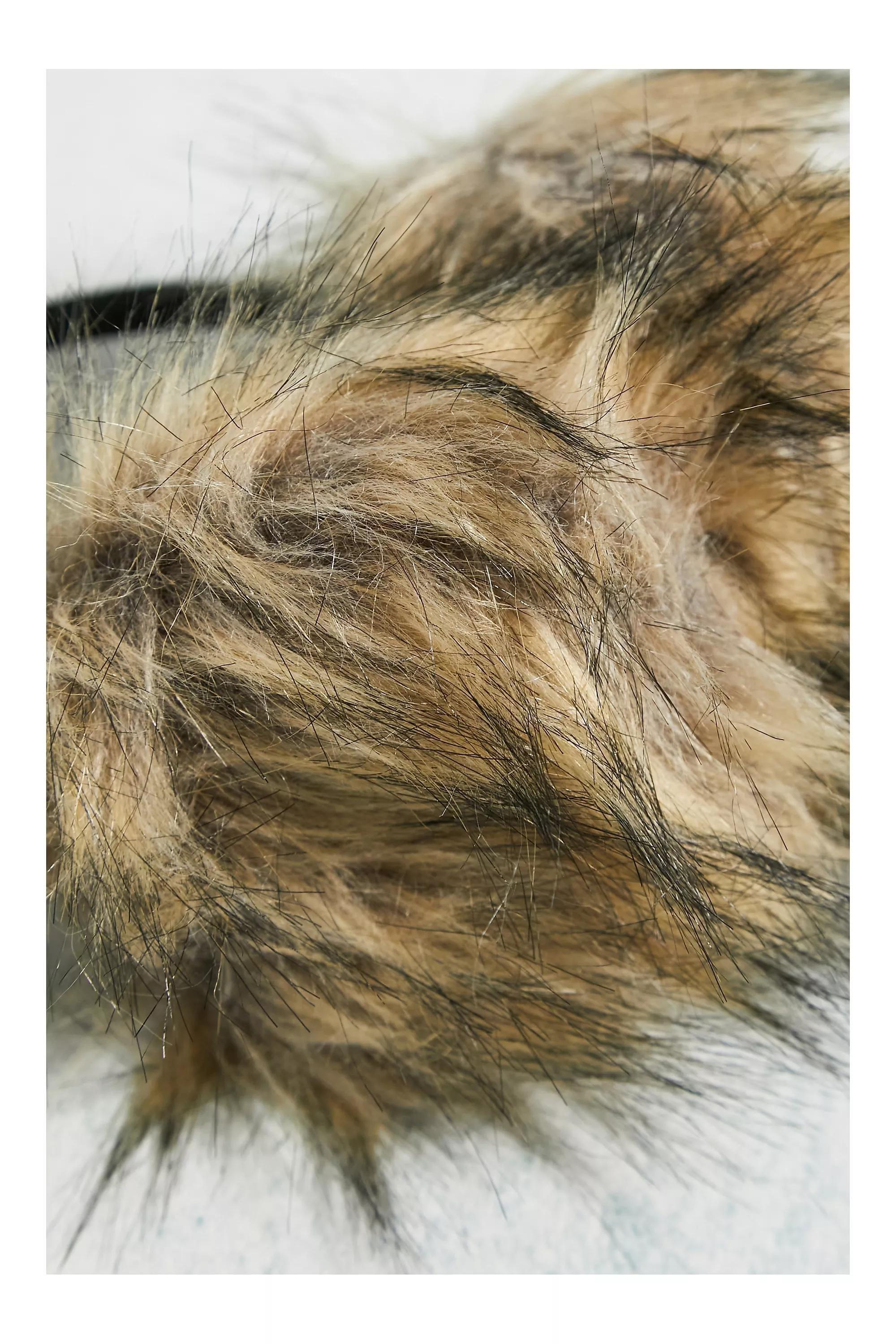 Beige Thin Pole Faux Fur Ear Muffs, , large image number 2