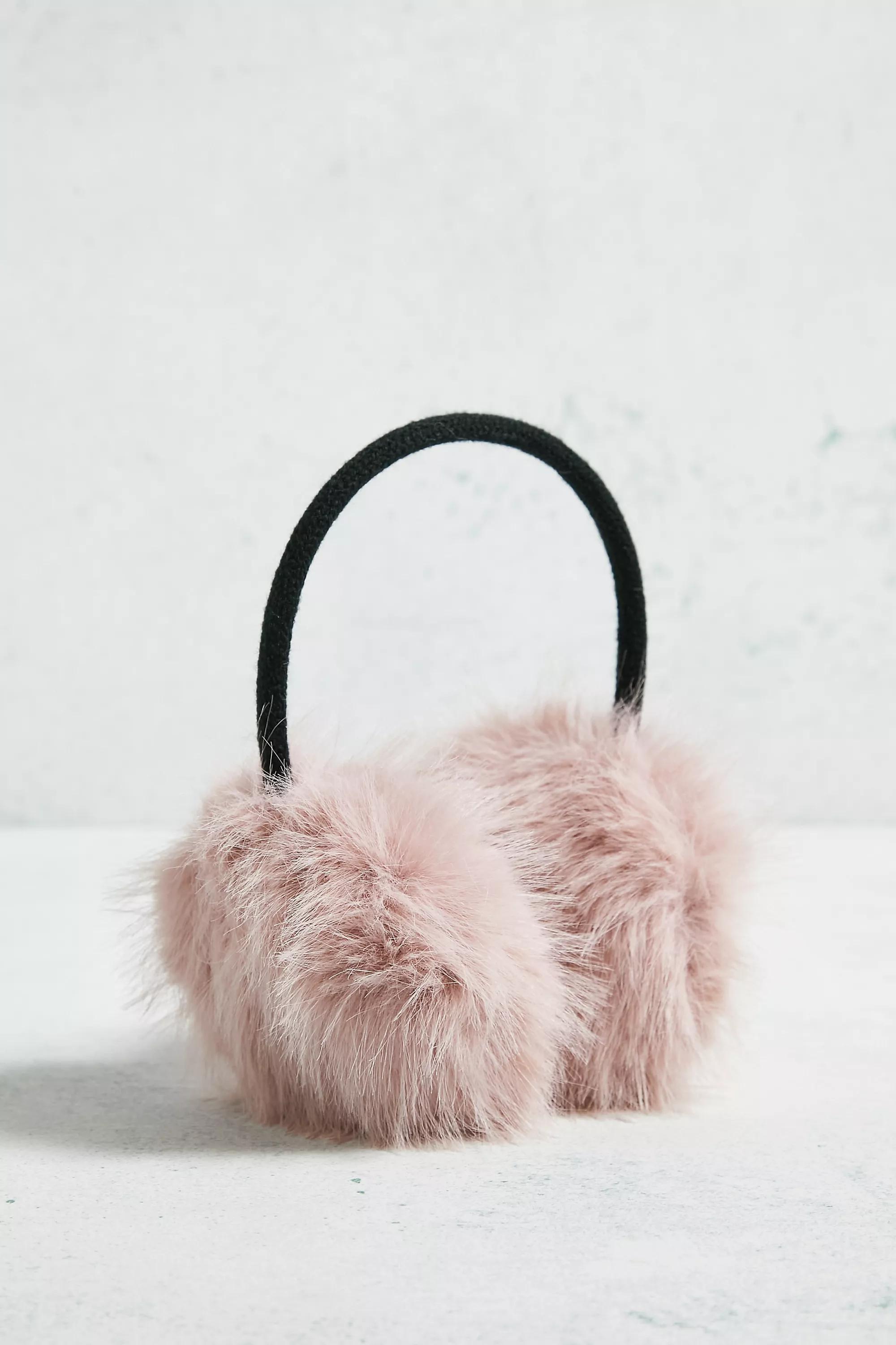 Pink Thin Pole Faux Fur Ear Muffs, , large image number 1