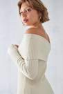 Urban Outfitters - Creme Tori Off-Shoulder Knit Mini Dress