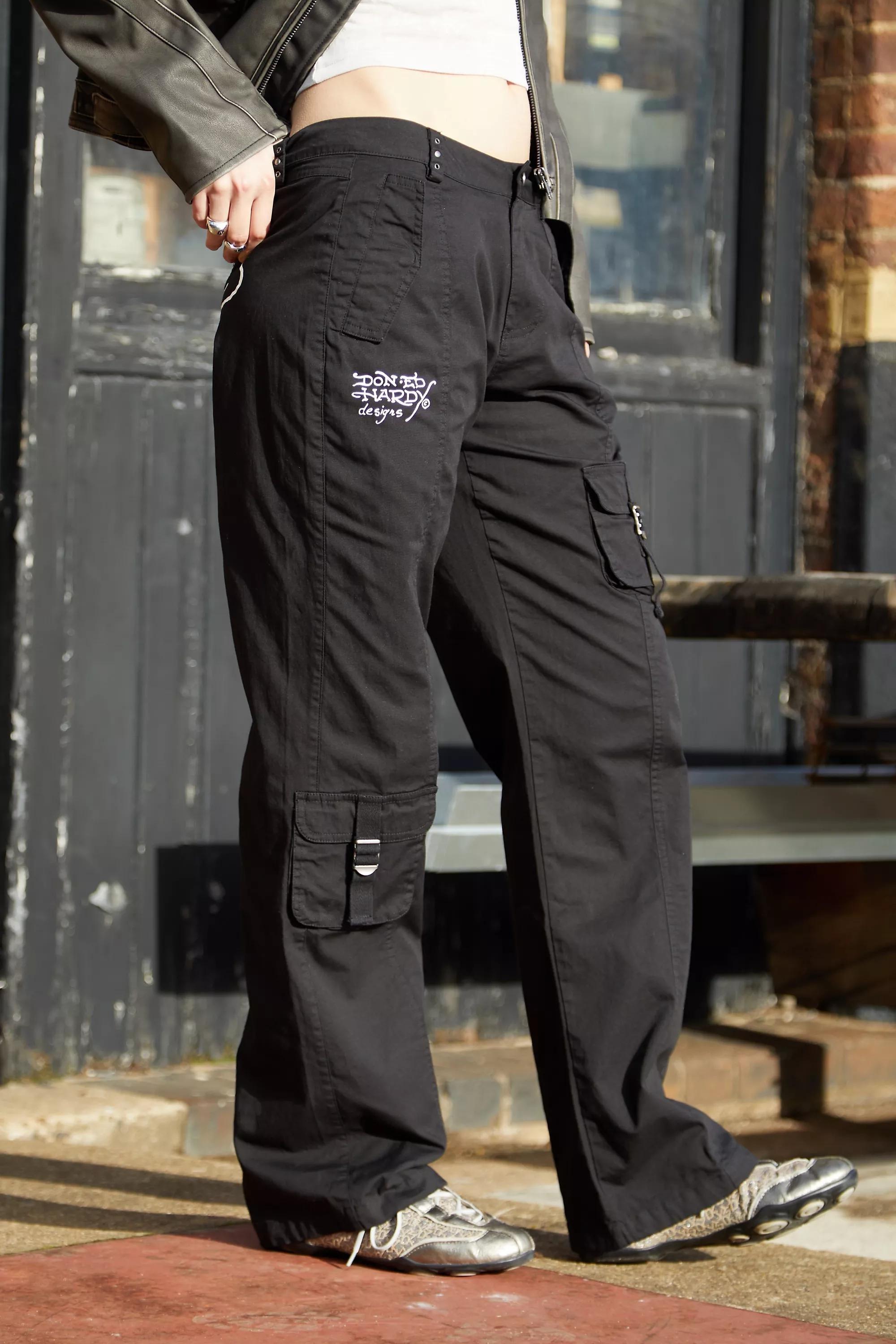 Black Ed Hardy Black Cloud Fitted Cargo Pants, , large image number 0