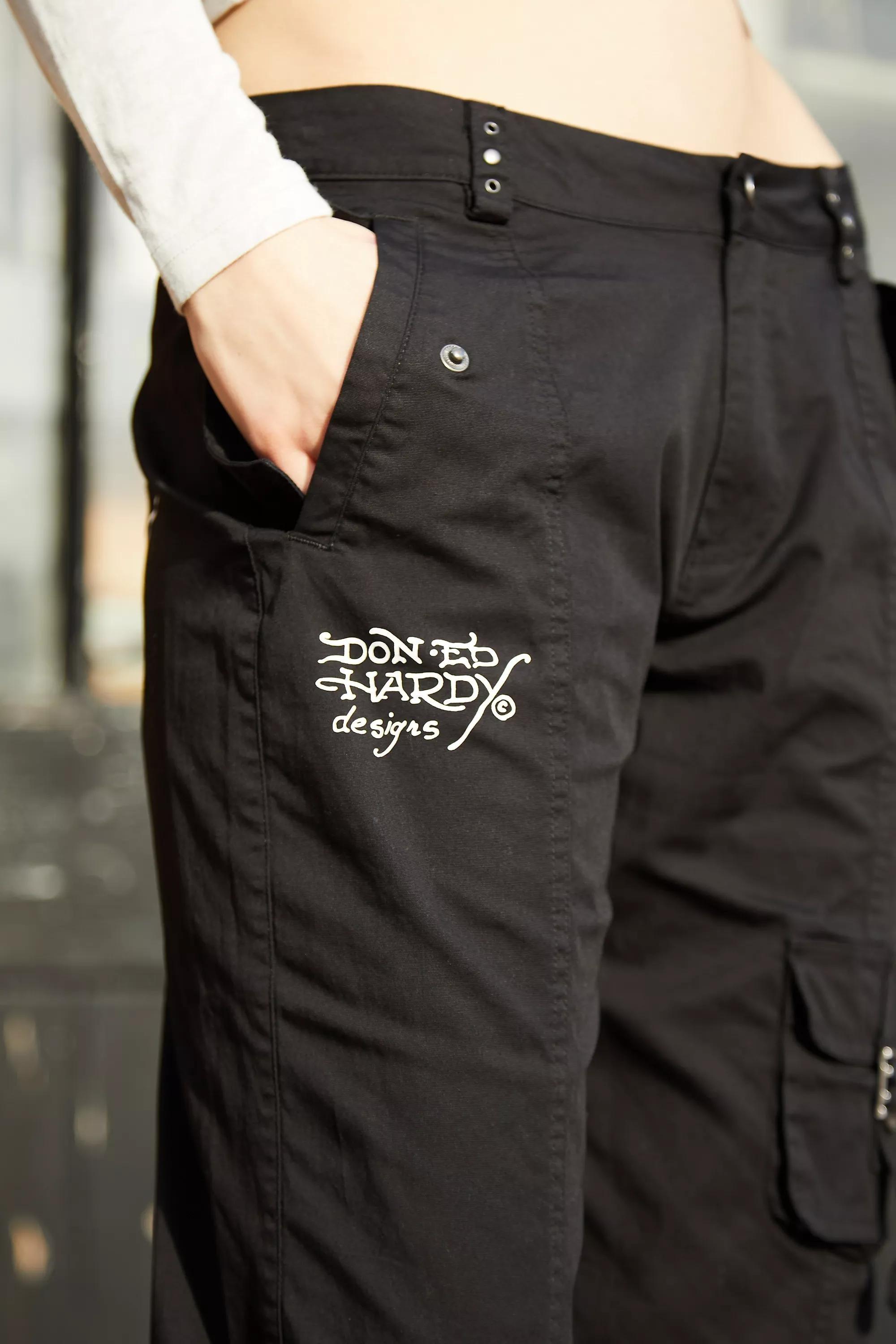 Black Ed Hardy Black Cloud Fitted Cargo Pants, , large image number 2