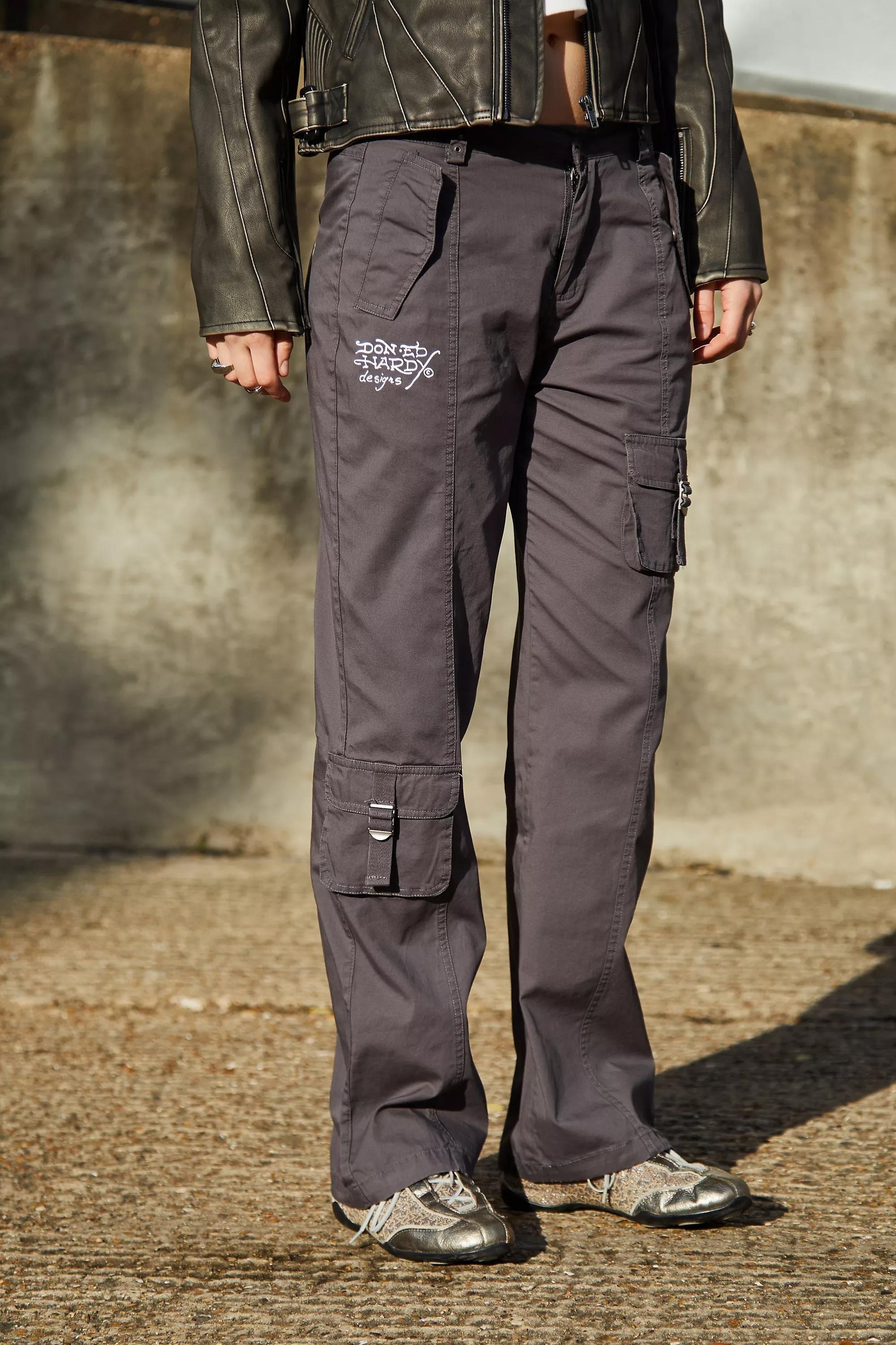Grey Fitted Cargo Pants, , large image number 0