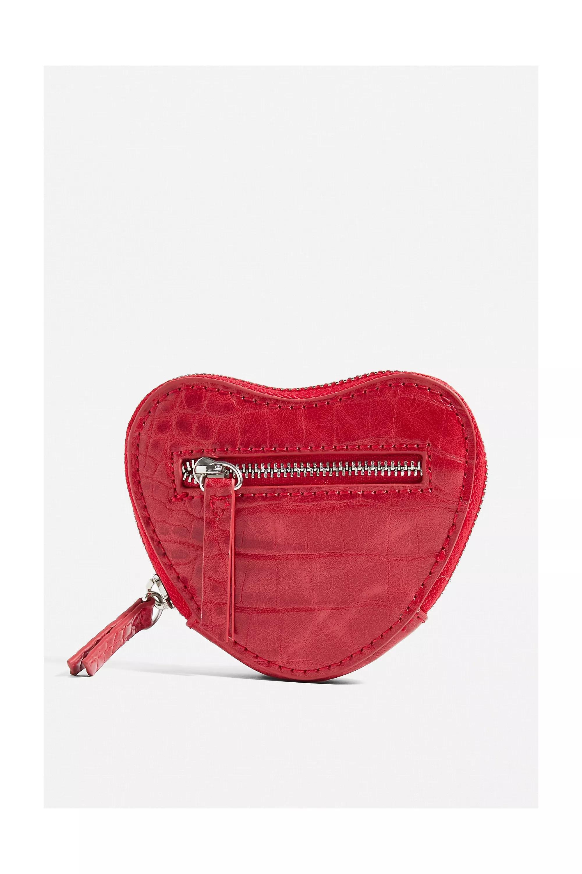 RED UO Heart Zip-Up Coin Purse, , large image number 0