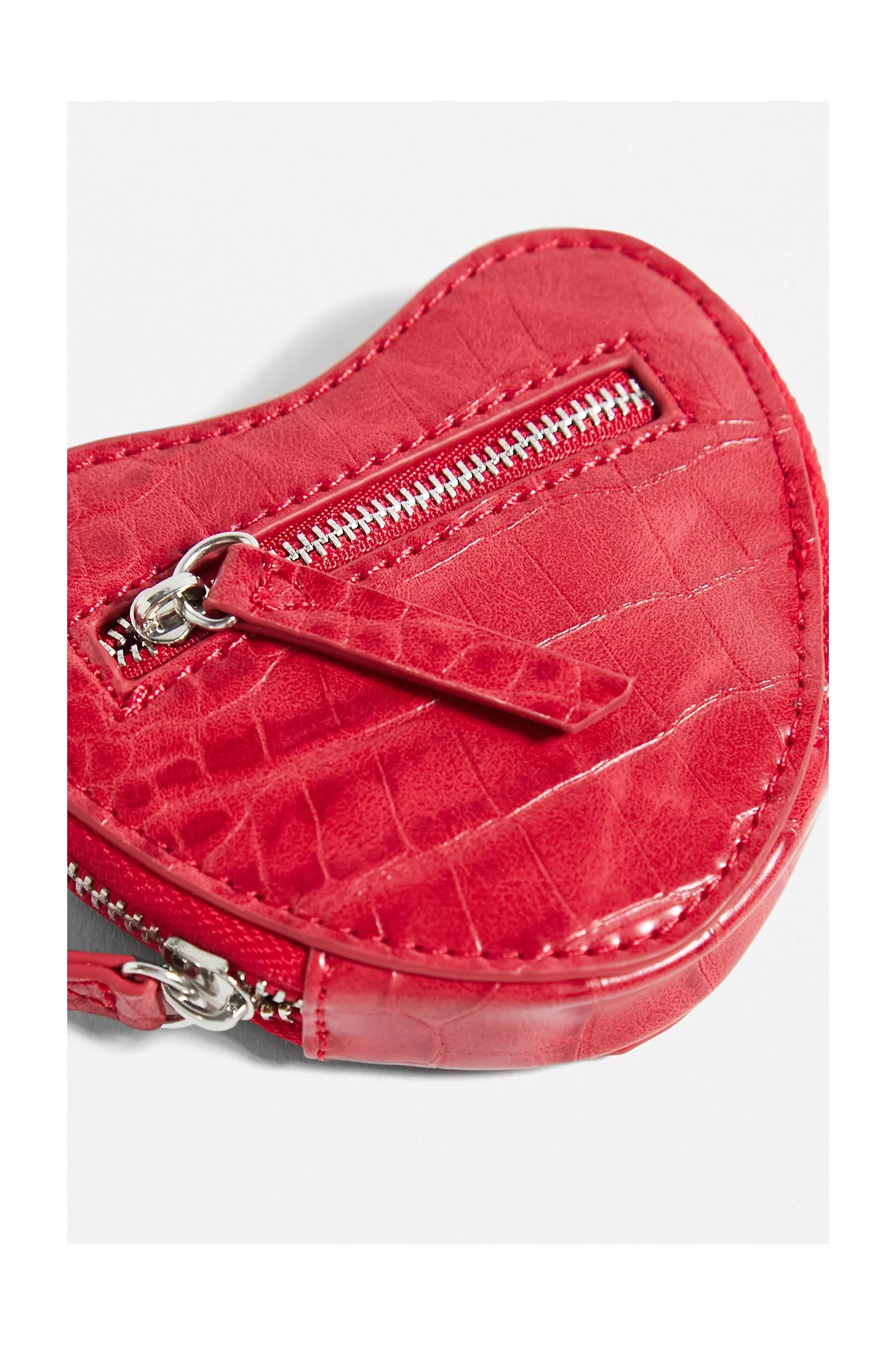 RED UO Heart Zip-Up Coin Purse, , large image number 1