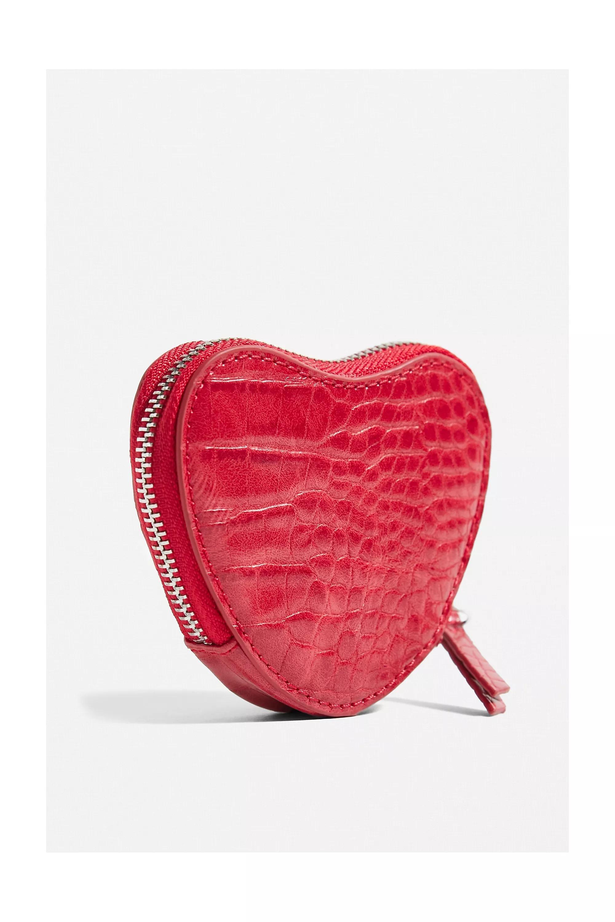 RED UO Heart Zip-Up Coin Purse, , large image number 2