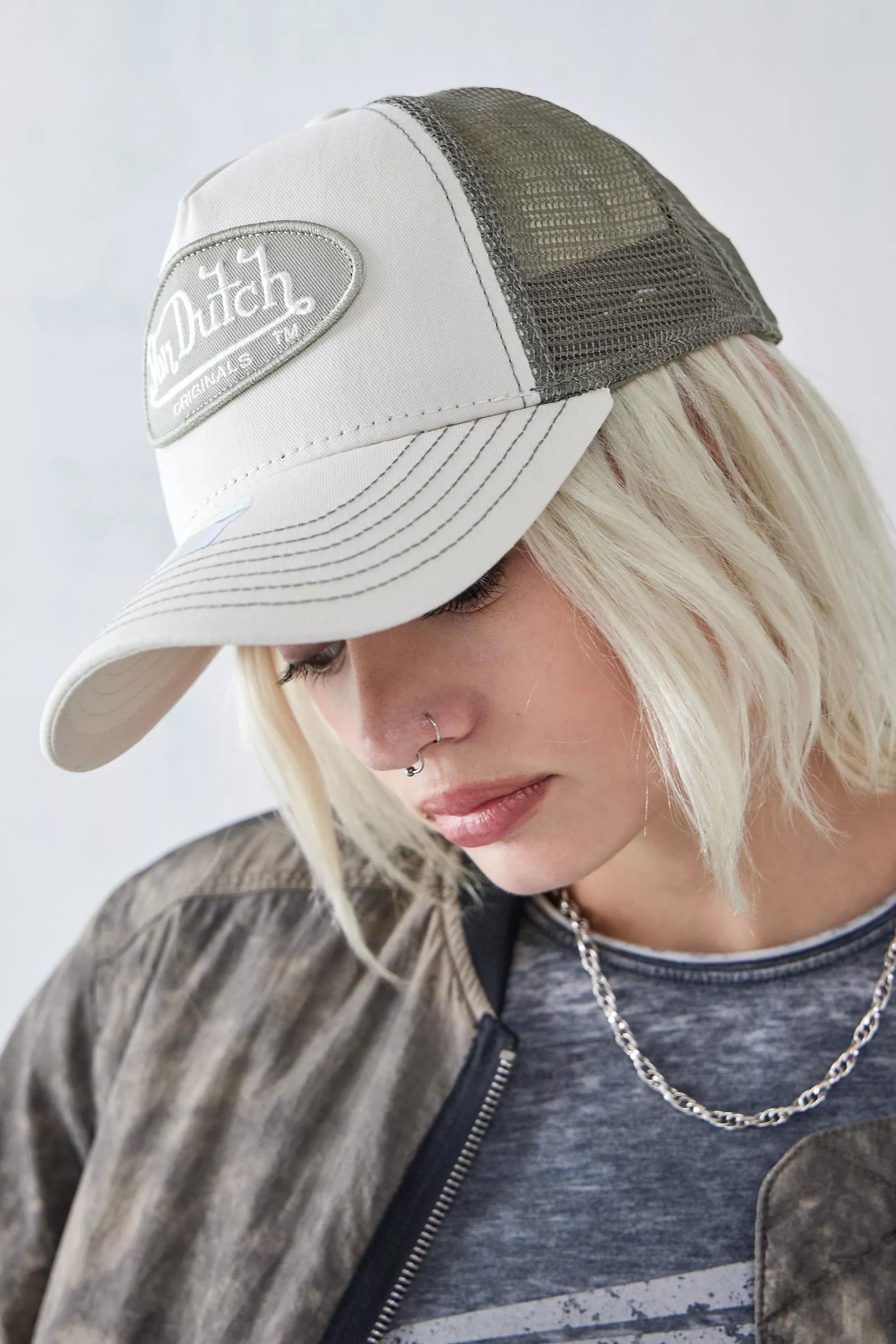Cream Von Dutch Stone Boston Trucker Cap, , large image number 0