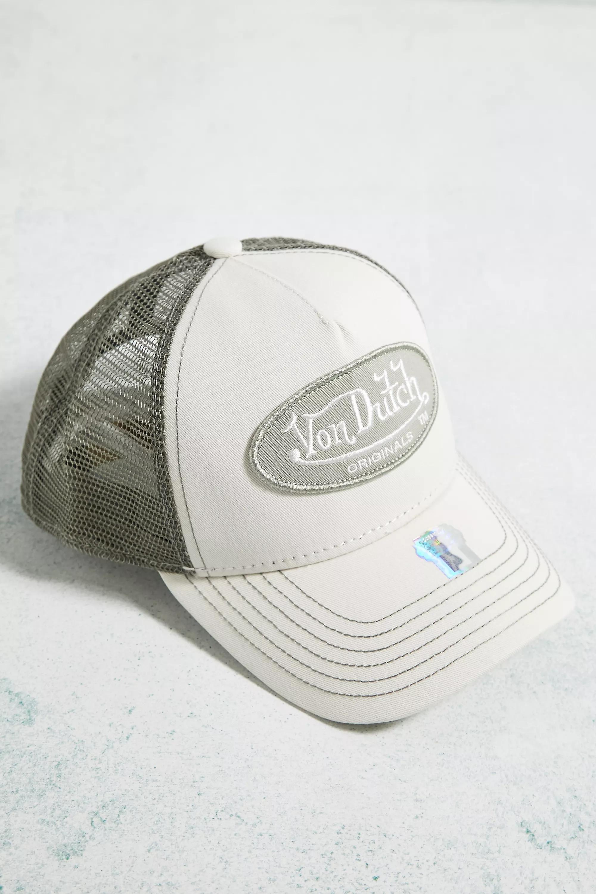 Cream Von Dutch Stone Boston Trucker Cap, , large image number 1