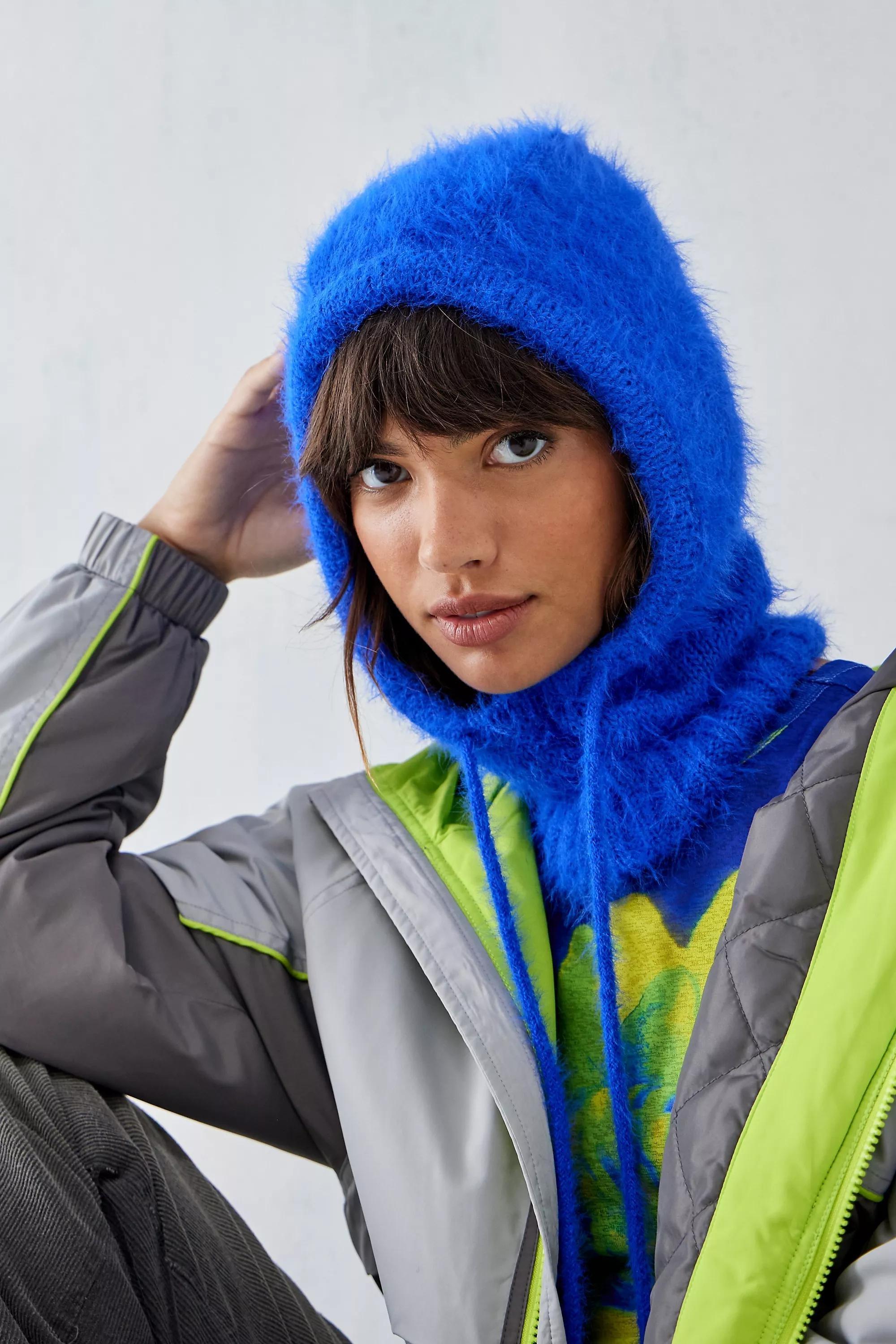 Blue Uo Kody Fluffy Knit Hood, , large image number 0