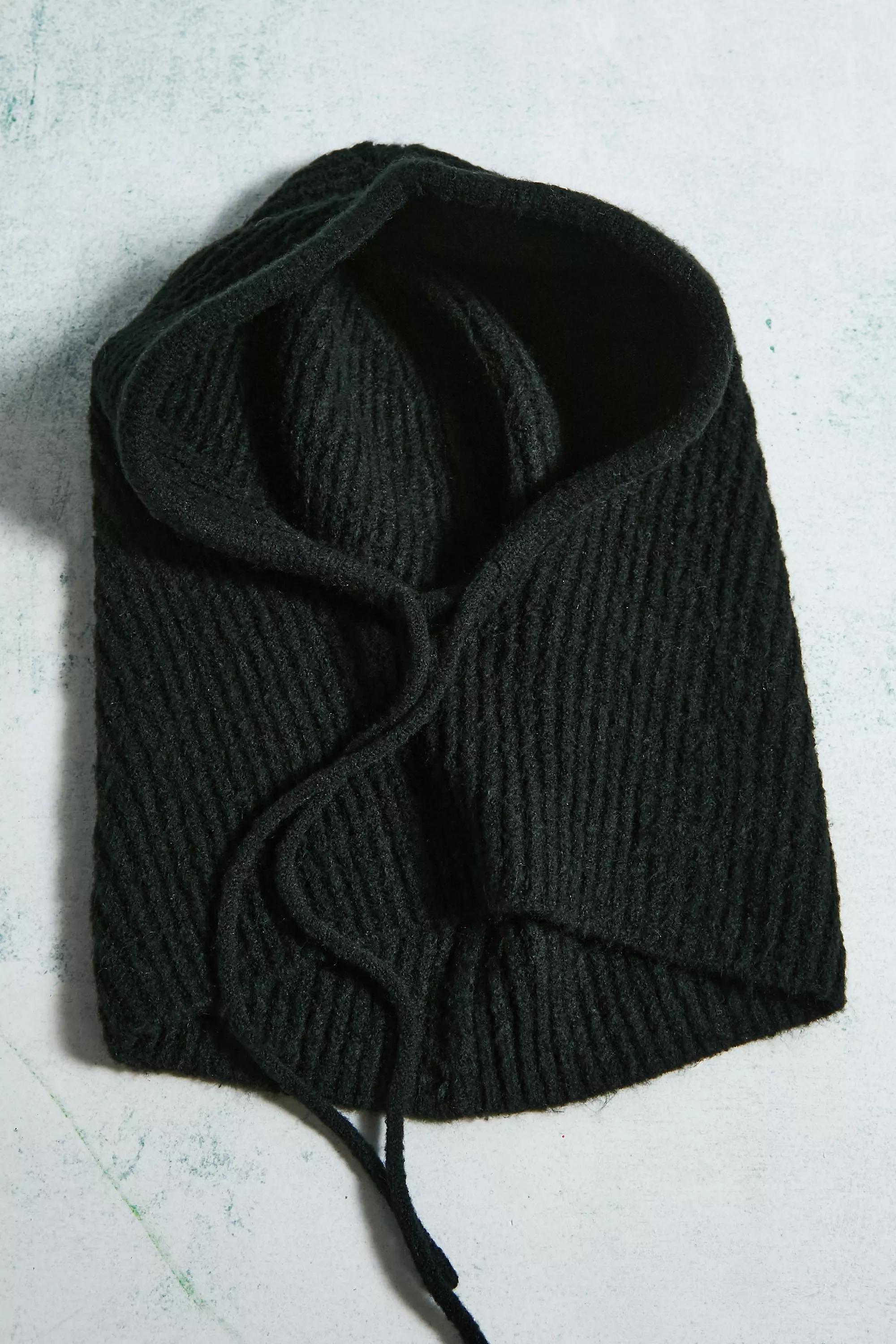 Black Harper Ribbed Knit Hood, , large image number 3