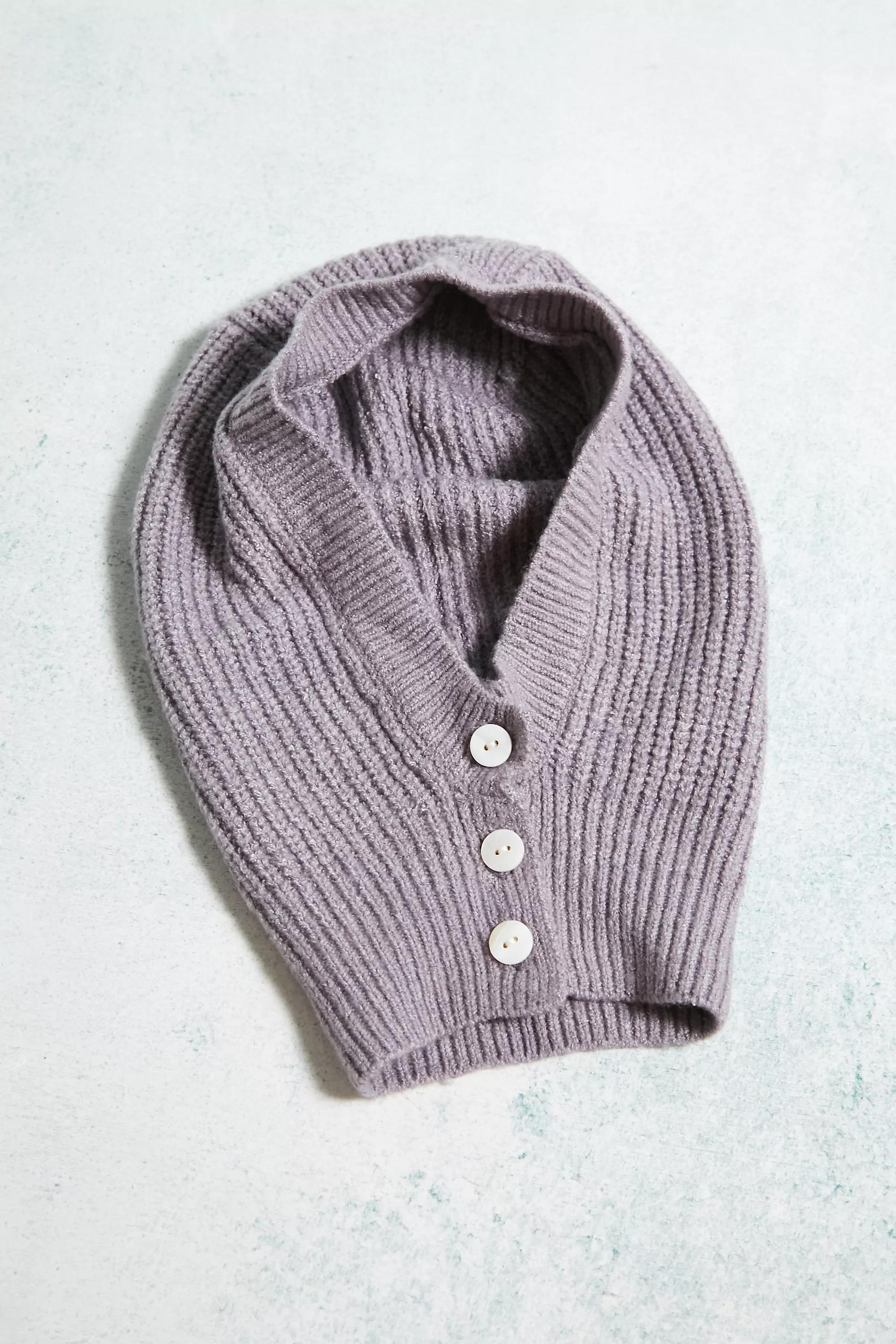 Purple Soft Knitted Button-Up Hood, , large image number 2