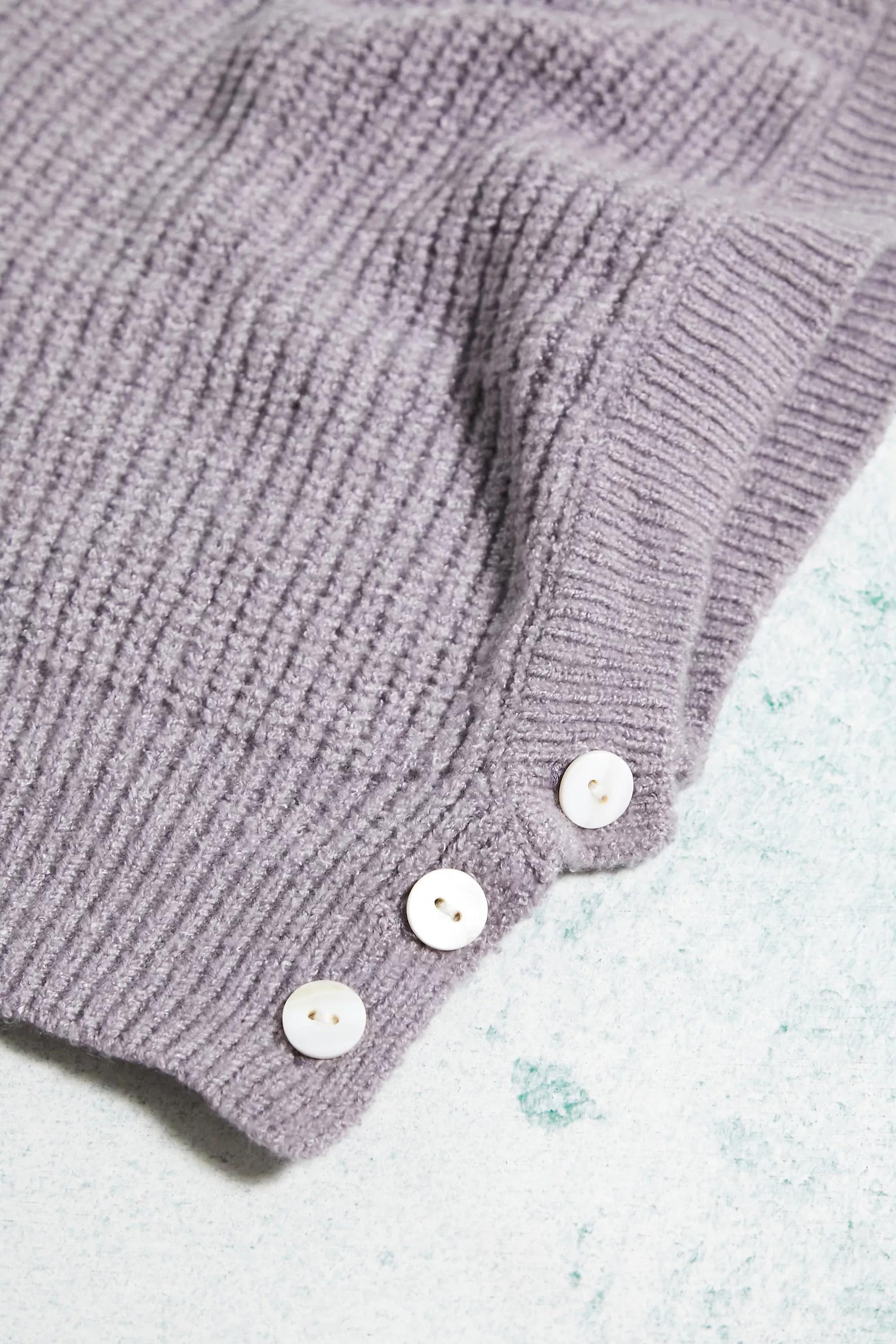 Purple Soft Knitted Button-Up Hood, , large image number 3