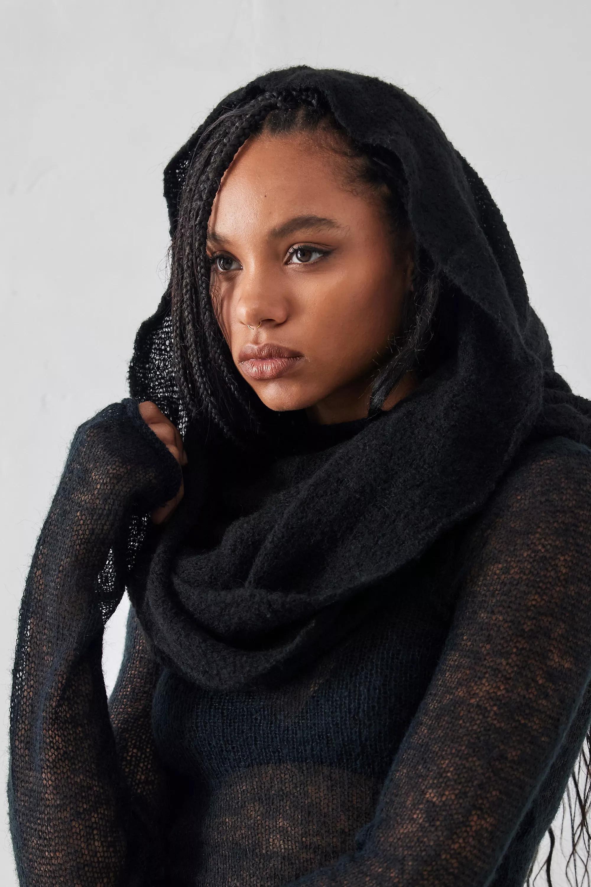 Black Fine Knit Snood, , large image number 0