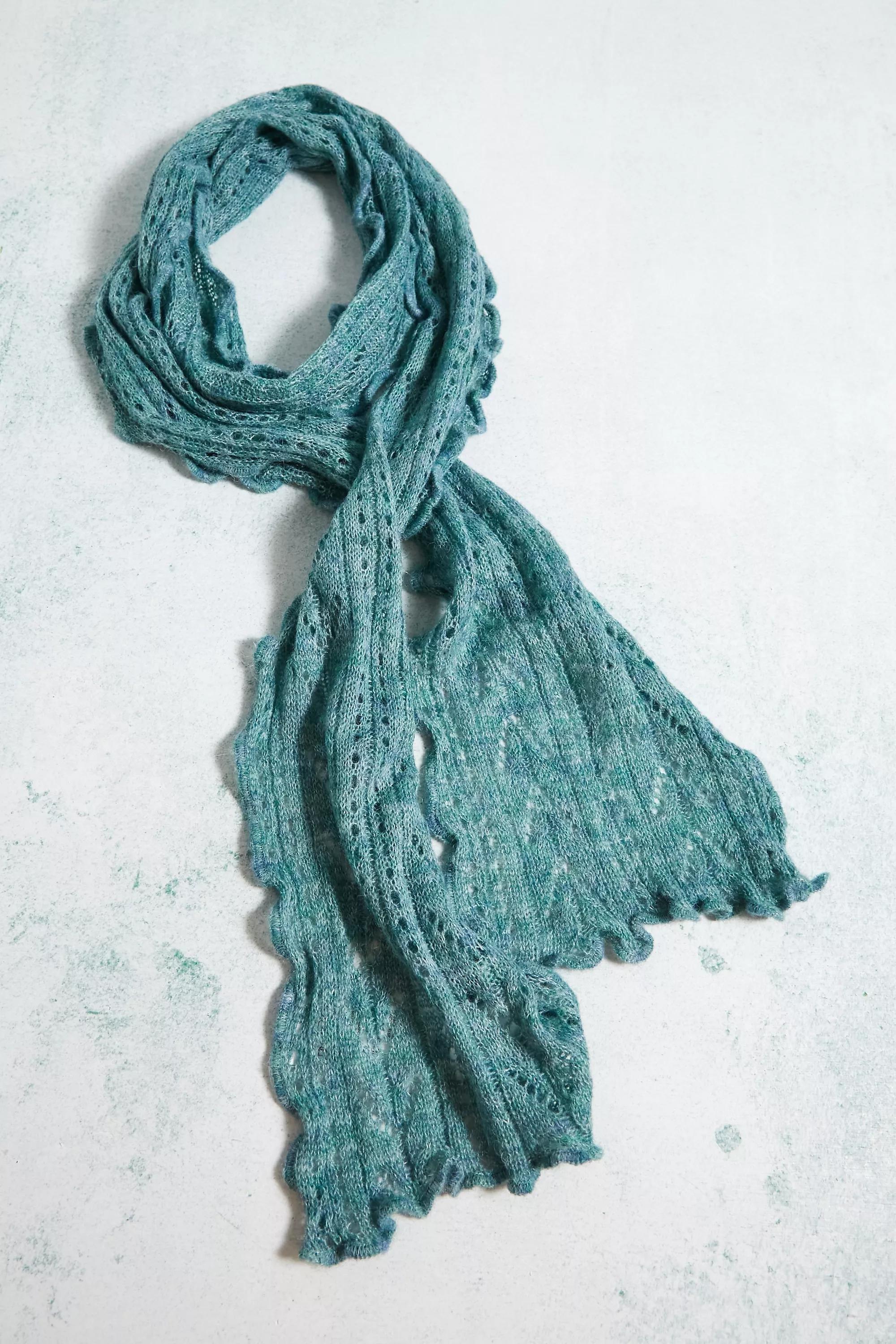 Green Olga Overlock Knit Scarf, , large image number 3